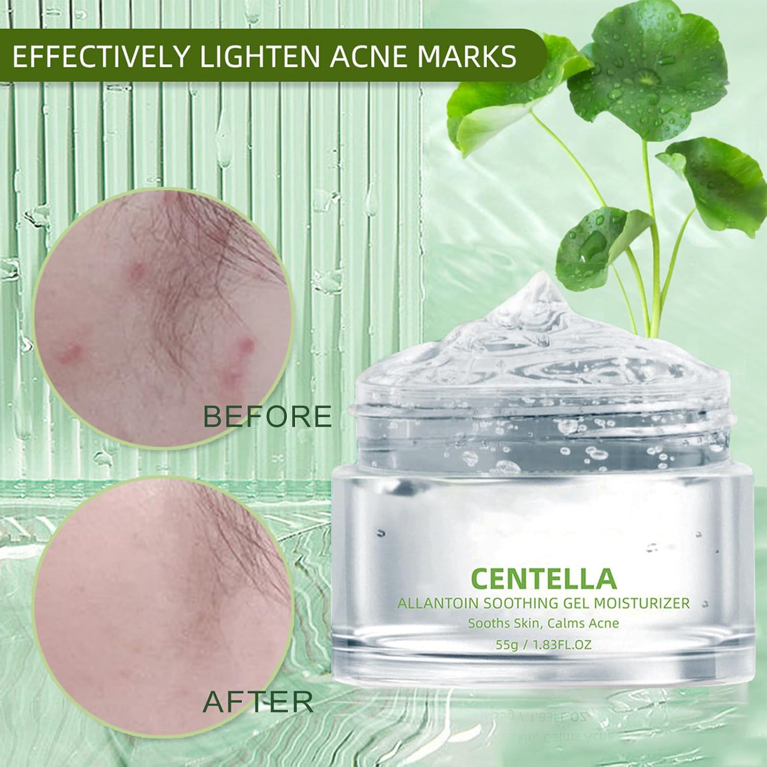 Centella Gel Moisturizer, Cntella Asiatica Soothing Gel Moisturizering for Face Natural Ingredients with Oat, Oat In Calming Gel Cream for Anti Acne Calm and Restore Oily Skin Moisturizer 1.83 Fl Oz - Image 5