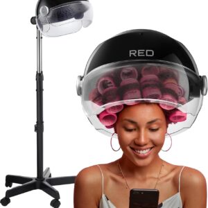 RED by Kiss 3000 Ceramic Stand Hood Dryer with Digital Timer, Adjustable Height, 360° Wheels, 3 Temp Settings, Quick Drying, Comfortable Hood, Ideal for Home & Salon Use