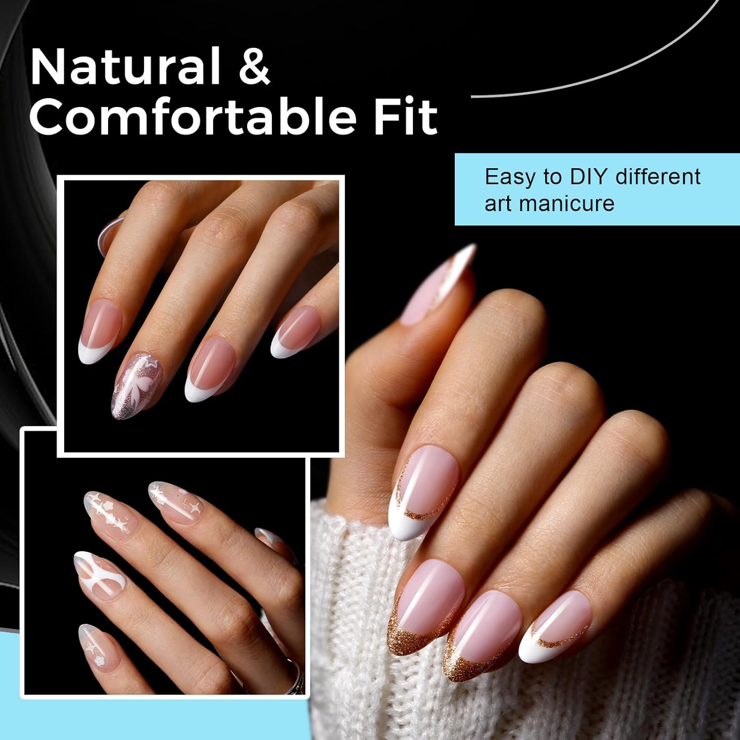 TOMICCA Clear Nail Tips Acrylic Nails 240Pcs Short Almond Acrylic Nail Kit Gel Nail Tips for Extension Short Fake Nails Manicure Home DIY 15 Sizes - Image 3