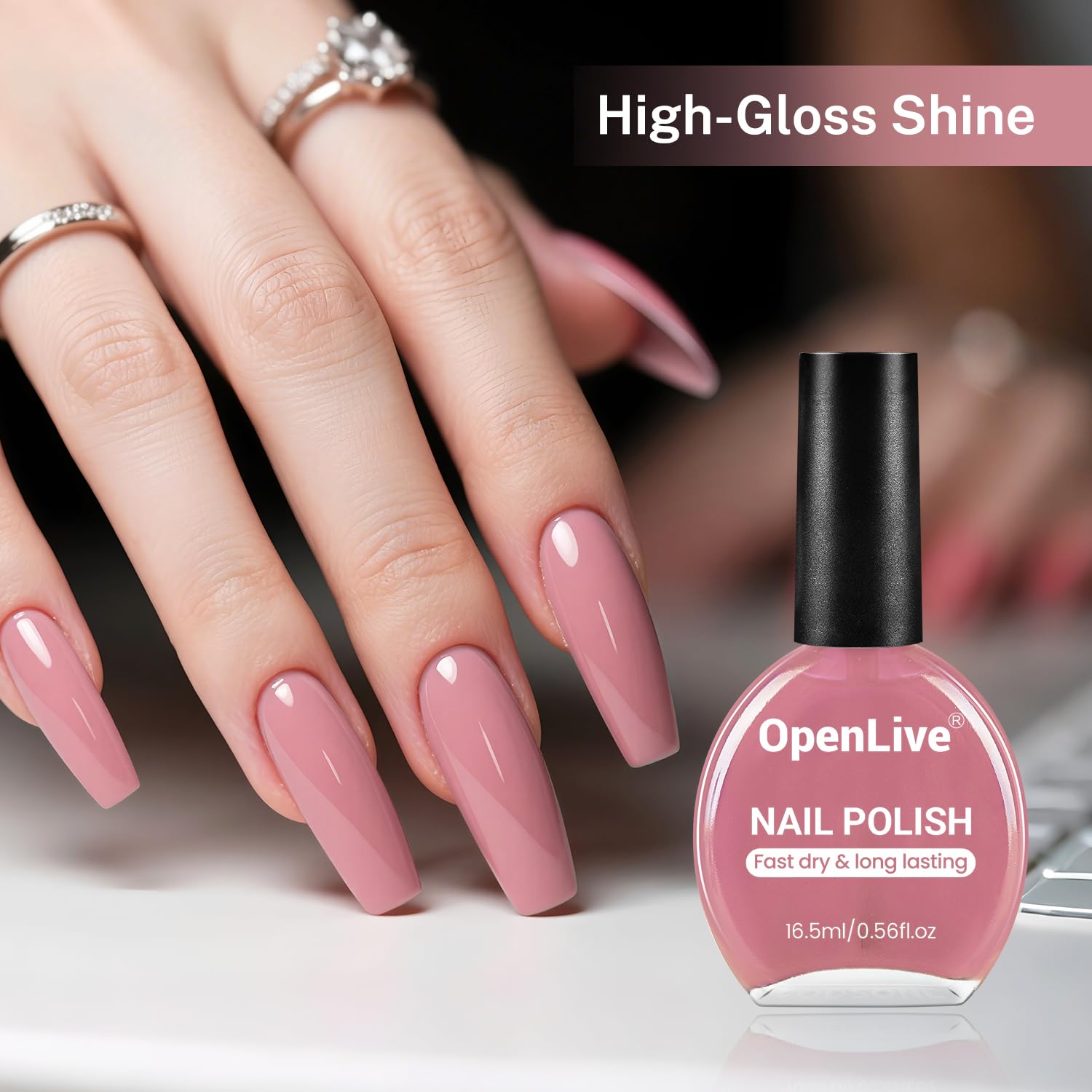 16.5ml Dusty Rose Quick Drying Light Pink Nail Polish for Long Lasting Manicure - Image 4