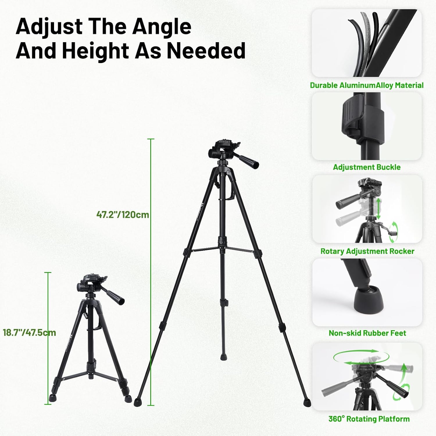 Laser Level 360 Self Leveling with 47" Tripod, Huepar 3x360° High Brightness Green Laser Leveler Tool for Construction, Tile and Picture Hanging, 5200 mAh Li-ion Battery & 2 Portable Bag Included - Image 4