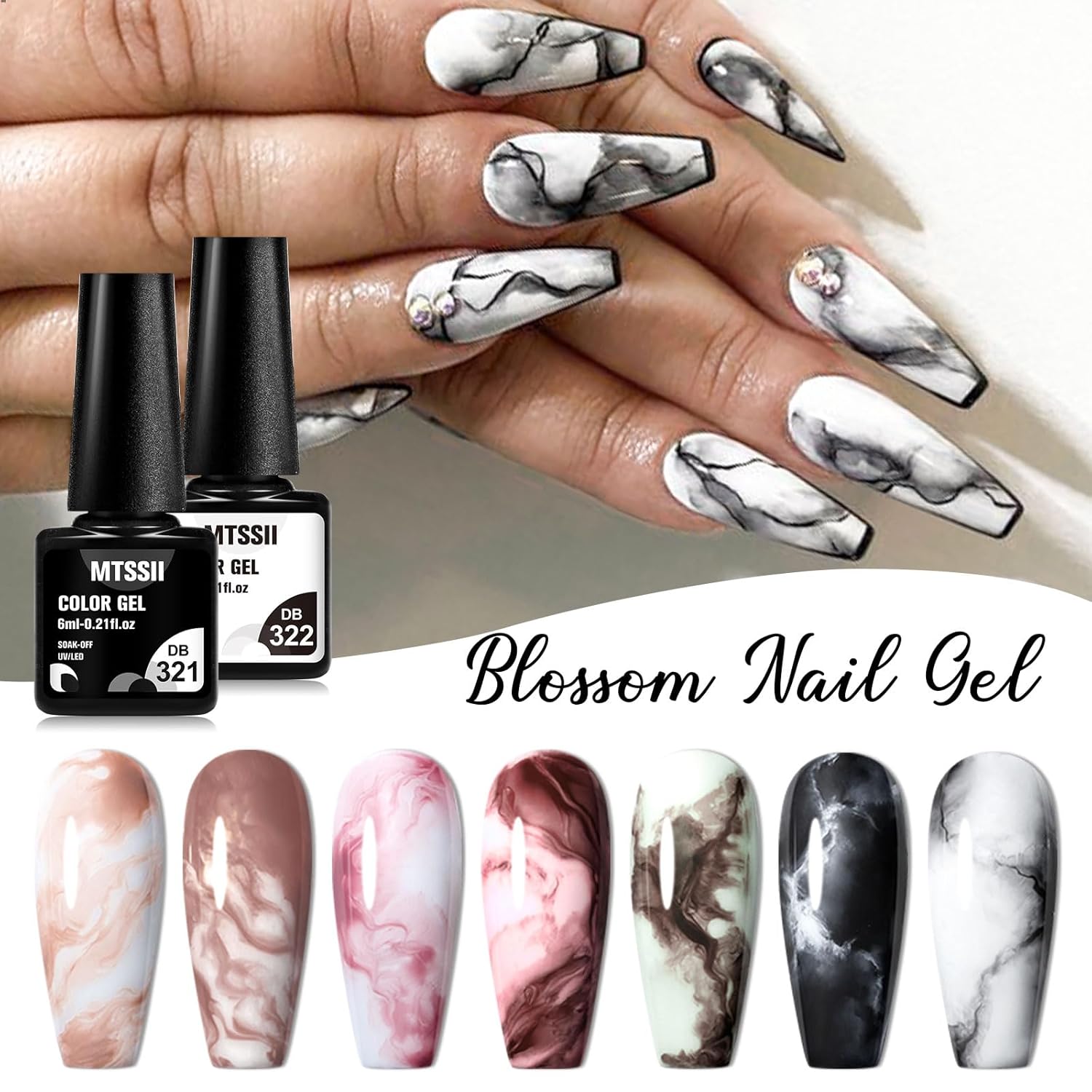 8 Color Blooming Watercolor Ink Gel Nail Polish Set for Marble Nail Art - Image 2