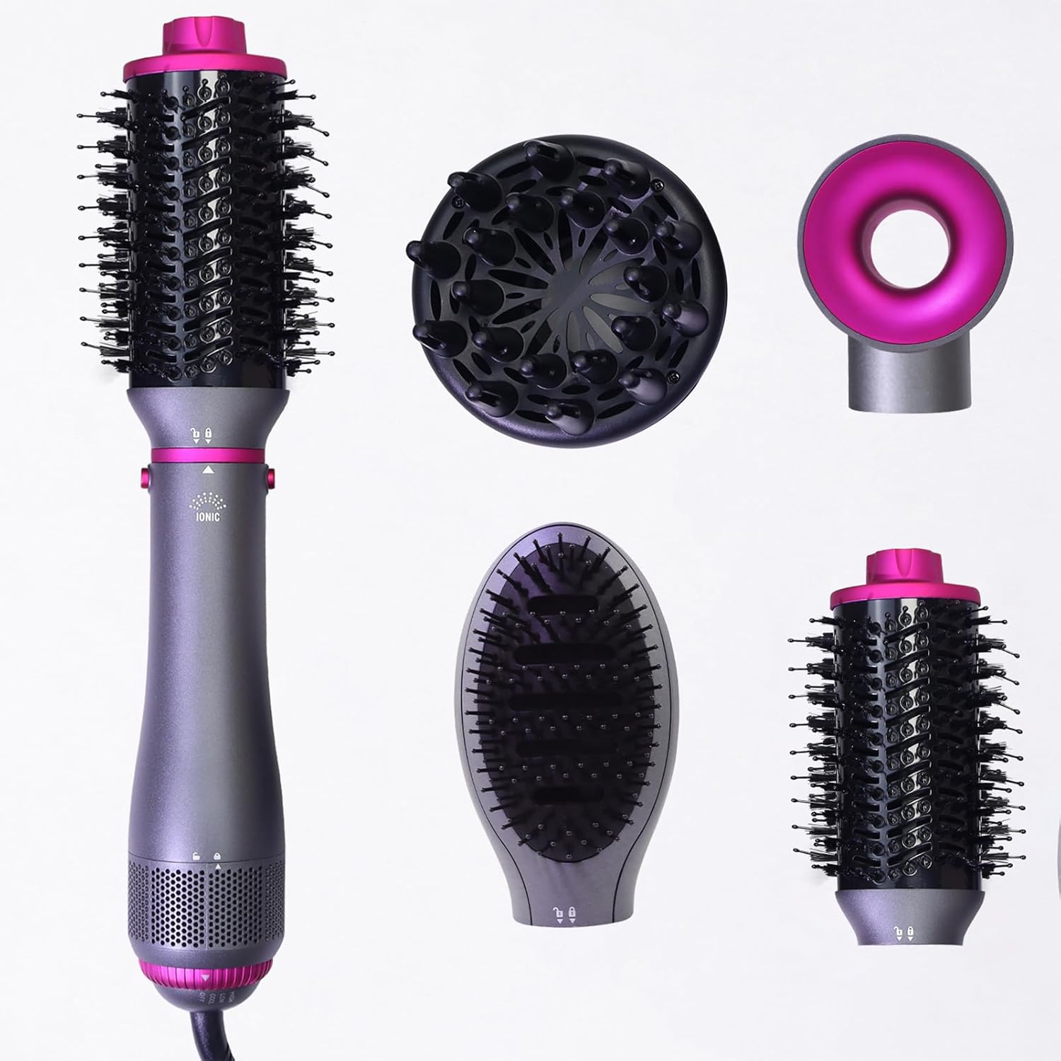 Hair Blow Dryer Brush 4-in-1, Blowout Brush, Multi Hair Styler Negative Ion Detachable Hair Dryer with Diffuser, Hot Air Brush, with Comb Brush for Women, Salon, Household