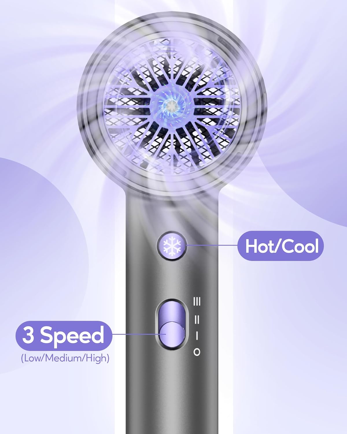 Wavytalk Hair Dryer with Diffuser 1875W Ionic Blow Dryer for Fast Drying with Concentrator Lightweight, Purple. - Image 6
