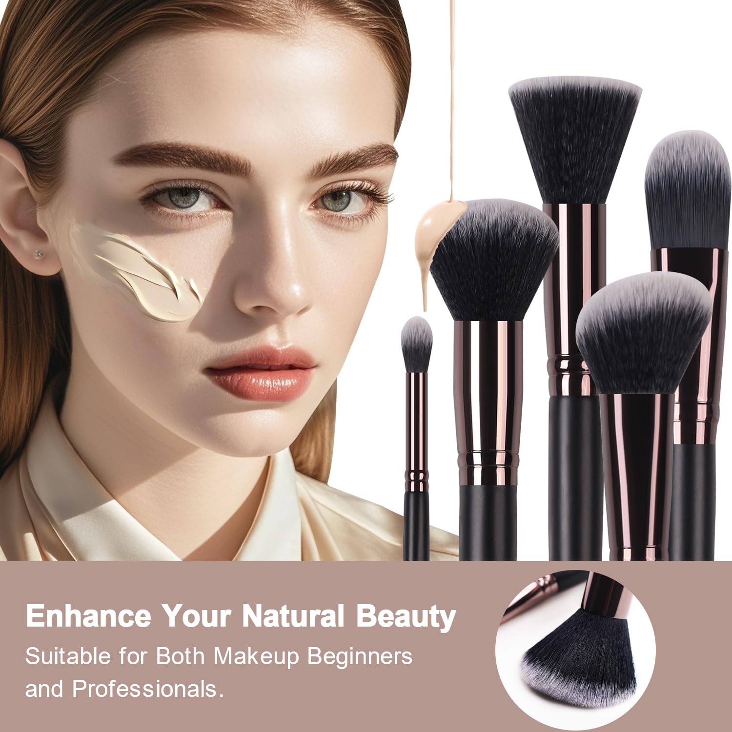Real Perfection Makeup Brushes 24pcs Makeup Brush Set Premium Synthetic Powder Foundation Contour Blush Concealer Eye Shadow Blending Liner Make Up Brush Kit with Case - Image 4