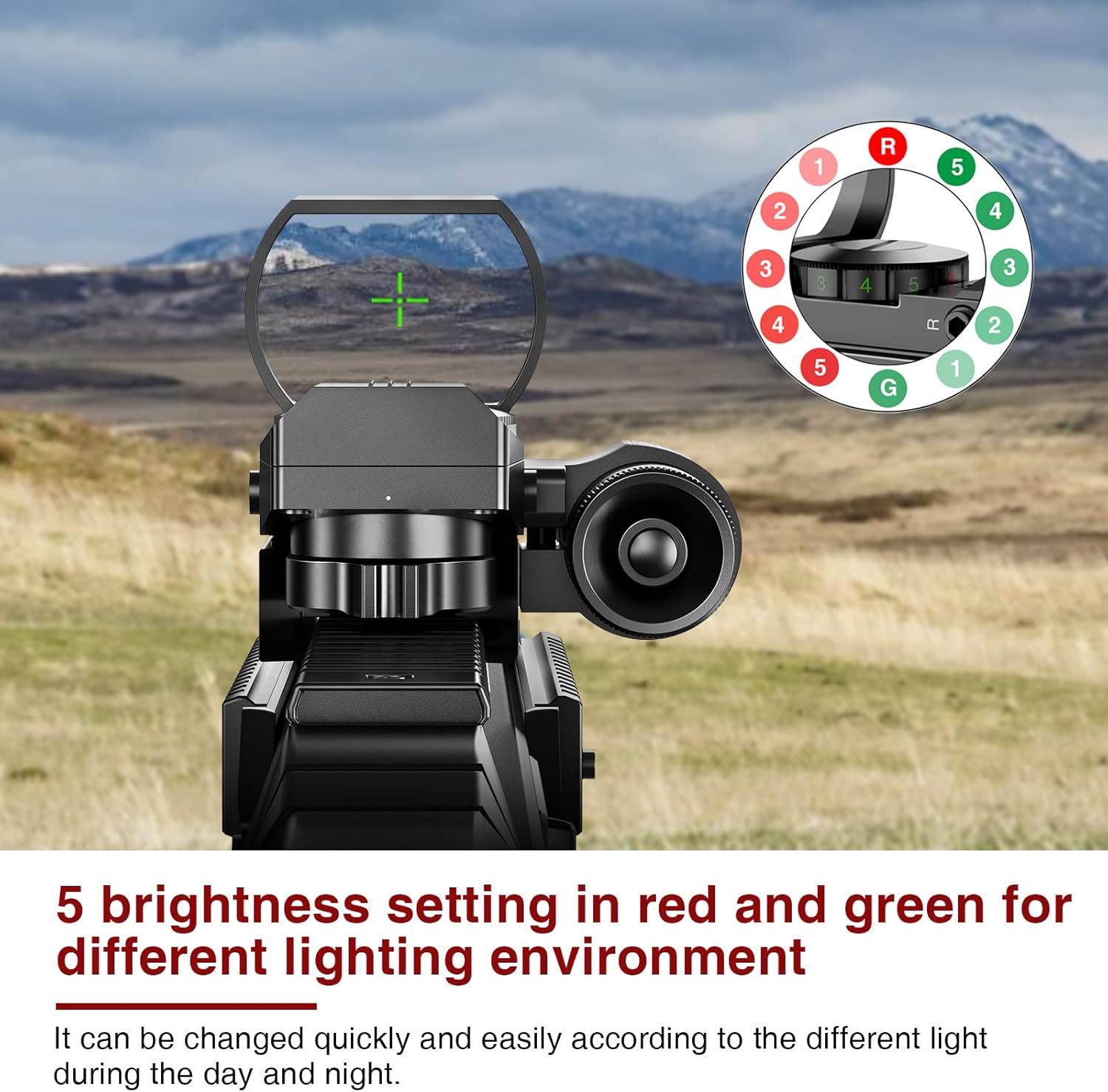 CVLIFE 1X22X33 Reflex Sight Red Dot Sight Red Green 4 Reticle Optics with Laser and Pressure Pad Switch for 20mm Rail - Image 3