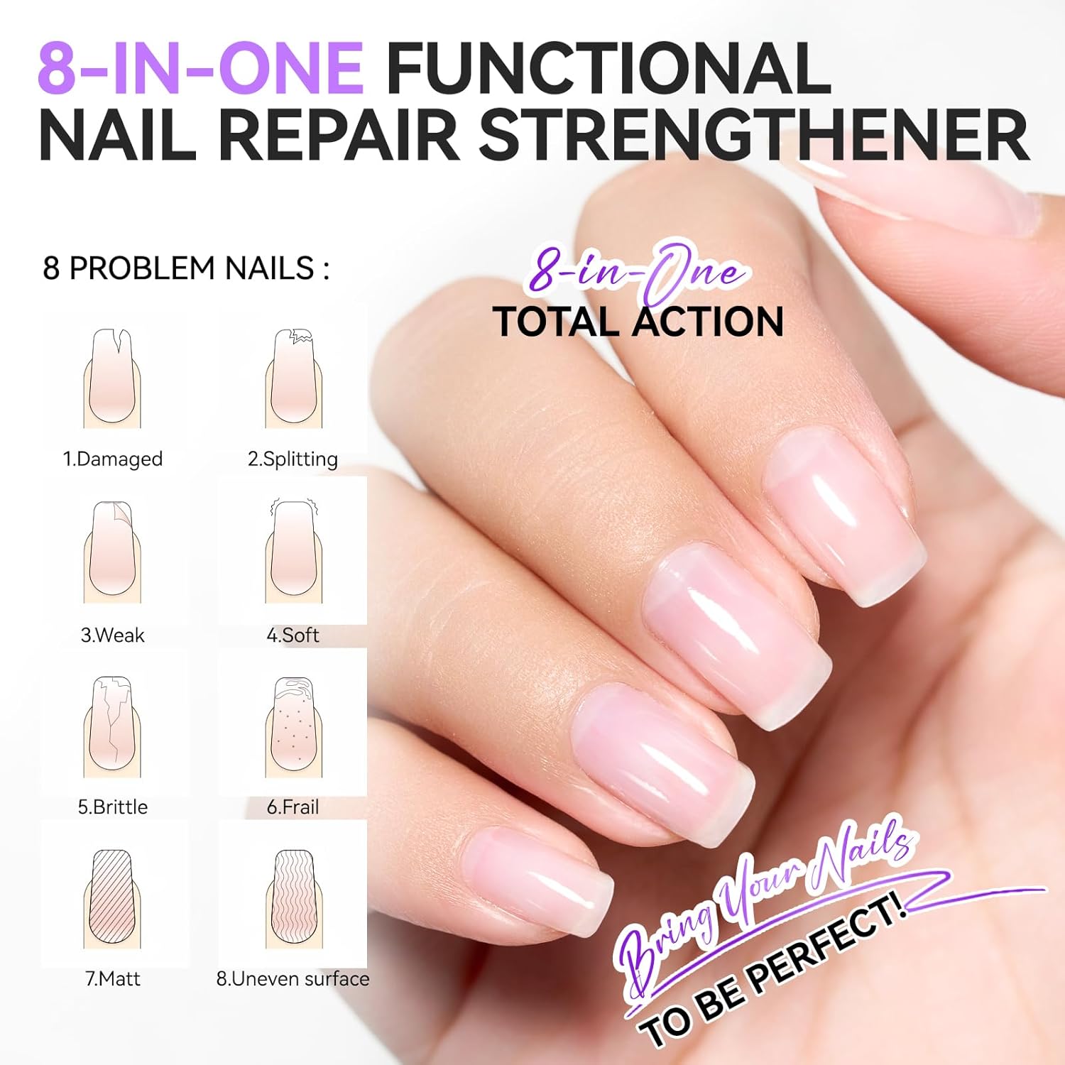 Gelike EC Ridge Filler Nail Strengthener: Extra Strong Nail Hardener for Damaged Nails & Growth Treatment for splitting nails - Organic, Vegan, Cruelty Free for Daily Home Salon - Image 4