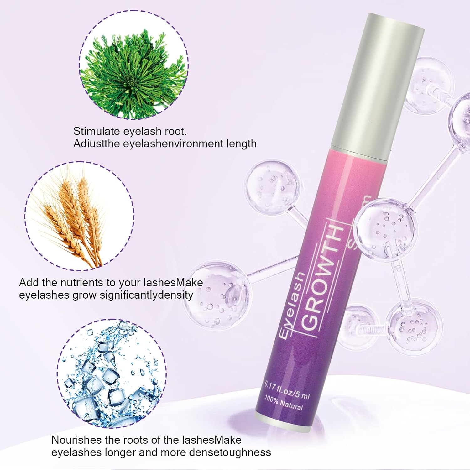Premium Eyelash Growth Serum, Eyebrow Growth Serum, 18 Plant Extracts for Advanced Lashes Enhancer Longer, Fuller and Thicker, Natural Beauty Enhancement(5ml) - Image 6