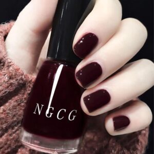 COSMOO 15ml Dark Red Quick Dry Nail Polish, Brown Red Chip-Resistant Nail Lacquer for Nail Art