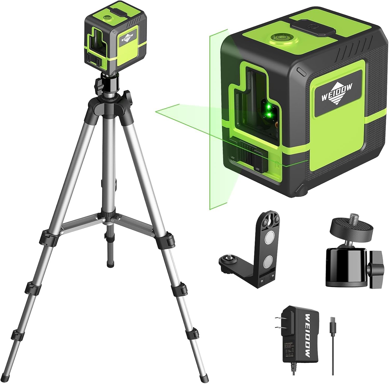 Laser Level with 1M Tripod,can be standby for 10 hours,Green Cross Line Laser with Tripod Self-Leveling, Lazer Leveler Tool for Picture Hanging laserpower