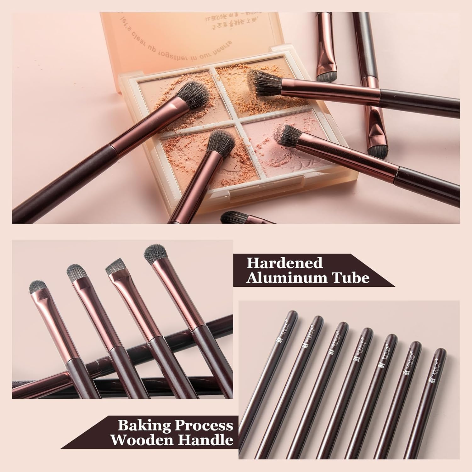 Eye Makeup Brushes Set, Premium 7Pcs Eyeshadow Brush, Professional Eye Brush for shadow lip Angled Eyeliner Eyebrows, Soft Hairs and Wood Handle. - Image 4