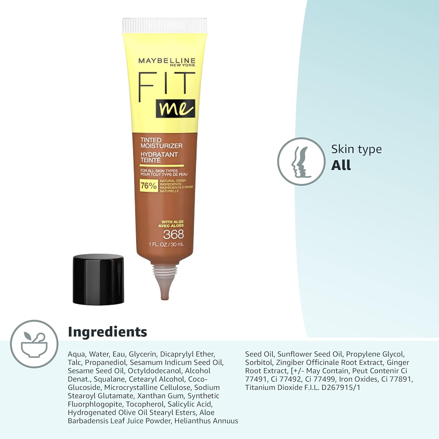 Maybelline Fit Me Tinted Moisturizer, Natural Coverage, Face Makeup, 368, 1 Count - Image 9