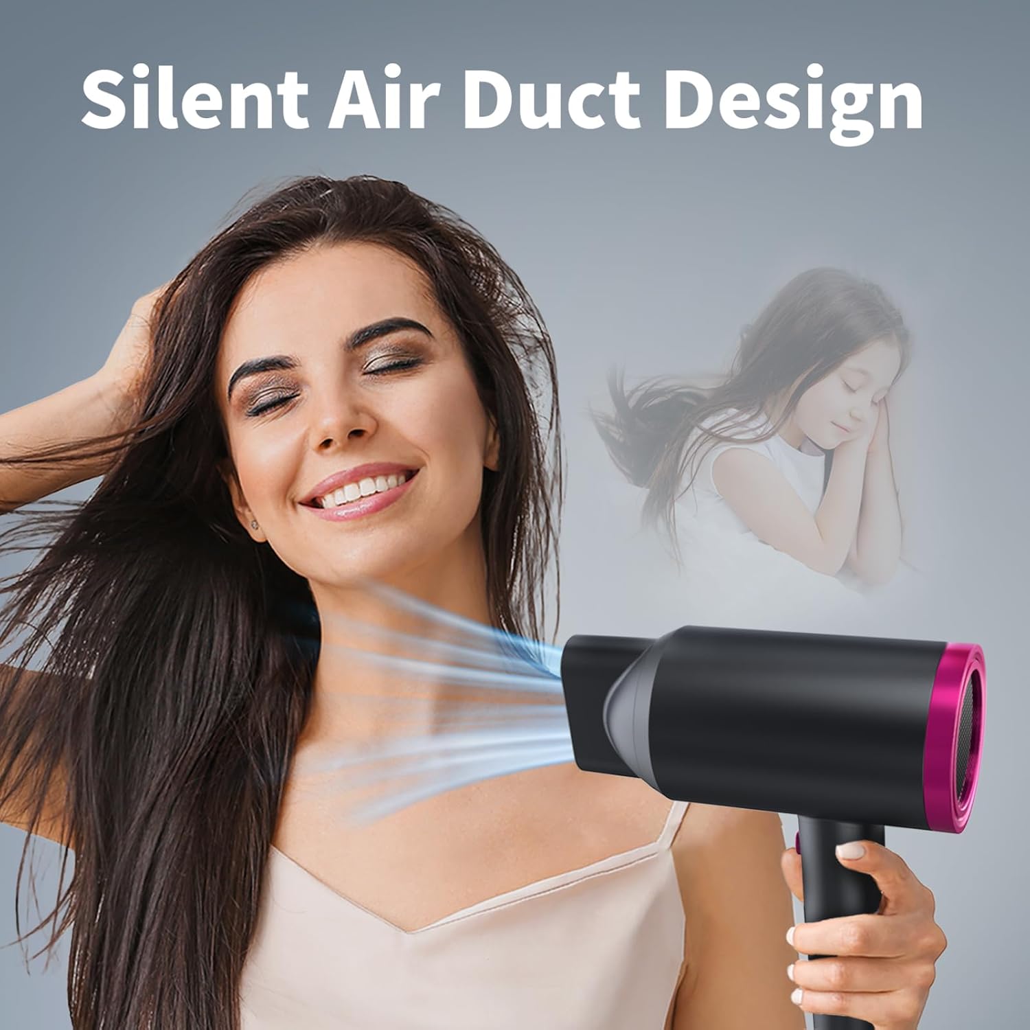 Ionic Hair Dryer with Diffuser, Powerful 1800W Blow Dryer for Women & Men, Fast-Drying Hair Dryer with Nozzle for Home, Salon, Travel - Image 5