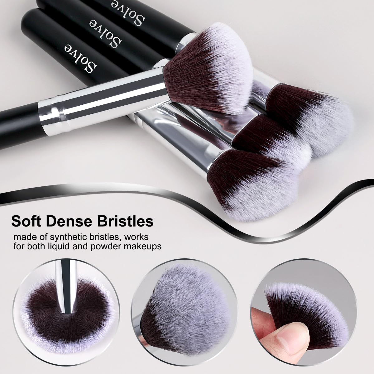 Makeup Brush Set, SOLVE 32 Pieces Professional Makeup Brushes Wooden Handle Cosmetics Brushes Foundation Concealer Powder Face Eye Make up Brushes Kit, Black - Image 2