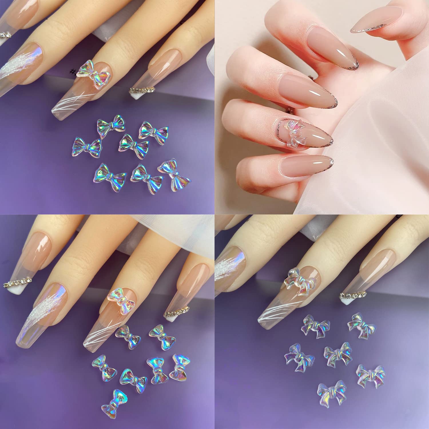 3D Shiny Art Butterfly Nail Charms, Pearls Rhinestones Decorations Supplies, Nail Charms for Valentine's Day Nail Art DIY Jewelry Crafts Accessories - Image 2