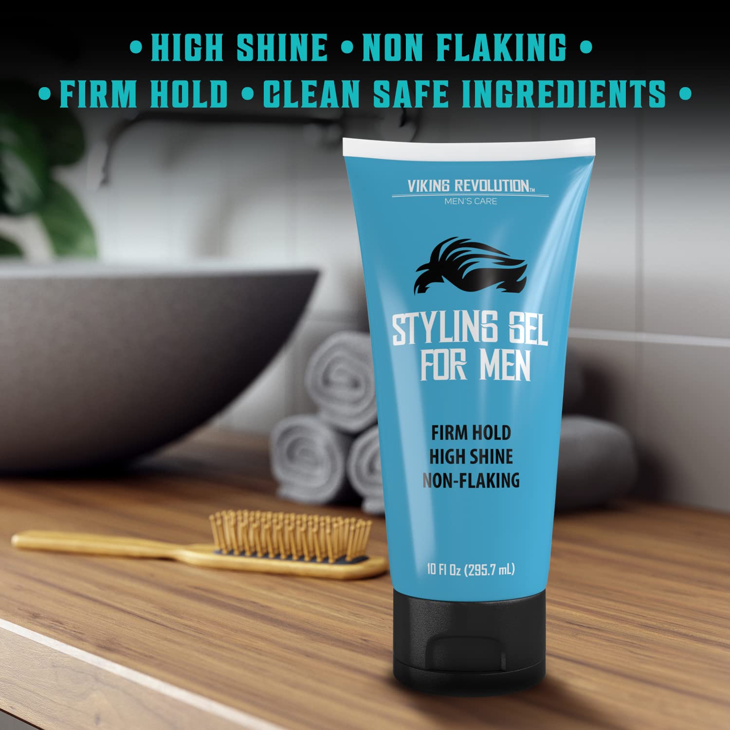 Hair Gel for Men Strong Hold - Mens Hair Gel Extra Strength - Styling Gel for Hair Clear Hair Gel - Firm Hold Gel Hair High Shine Non-Flaking Curly Hair Gel (10oz) - Image 2