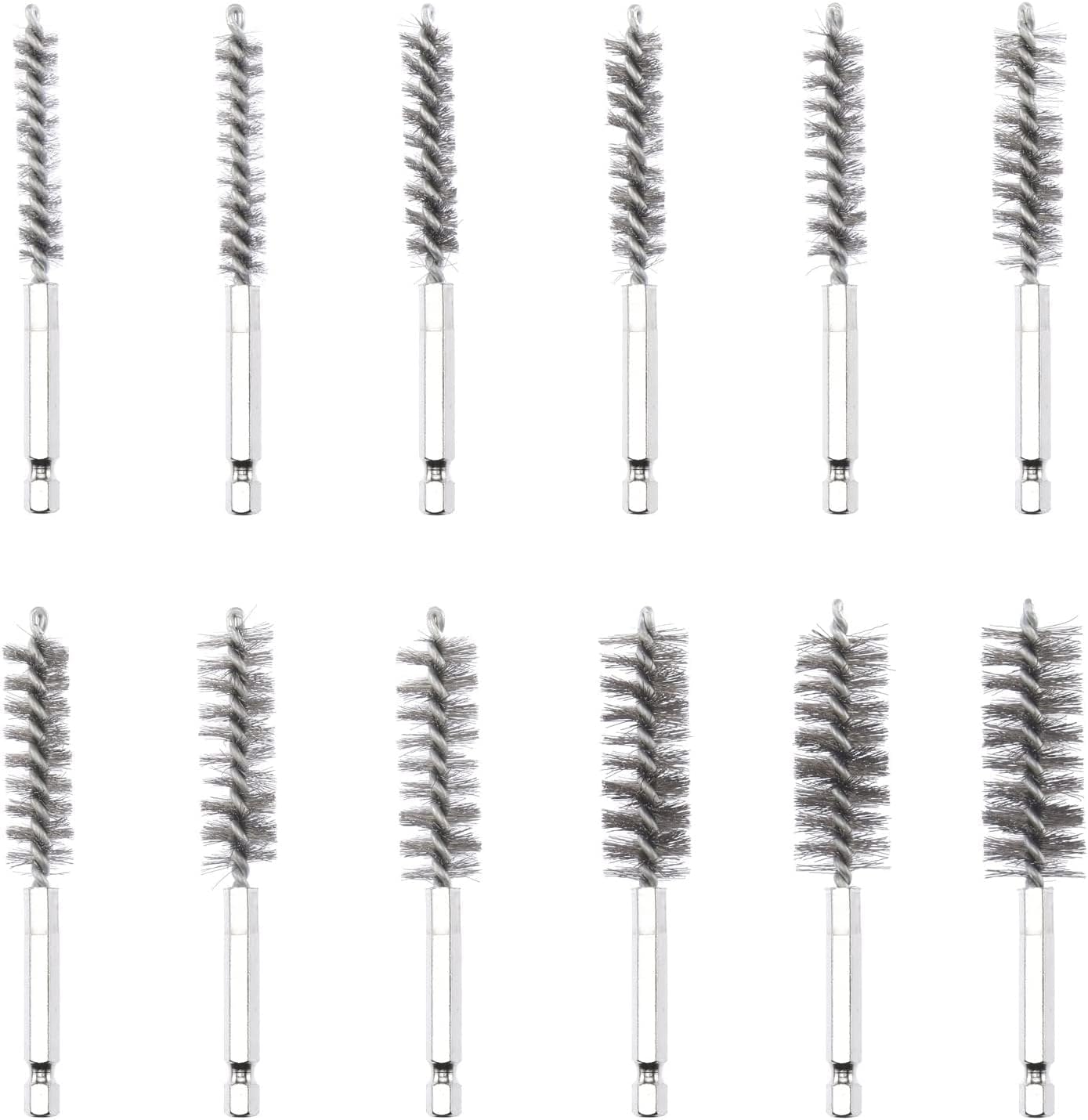NEIKO 00325A Wire Brush Drill Attachments with 1/4-Inch Hex Shank, SAE and MM Brushes Assortment, Mountable on Power Drill or Die Grinder, 38-Piece Set - Image 5