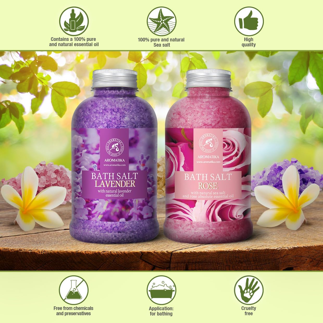 Bath Sea Salt Set 2х21.16Oz - Bath Salt Lavander & Rose - Lavender Essential Oil - Natural Rosewood Oil & Rose Extract - Aromatherapy - Relaxing - Body Care - Beauty - De-Stress Bath Salts - Image 8