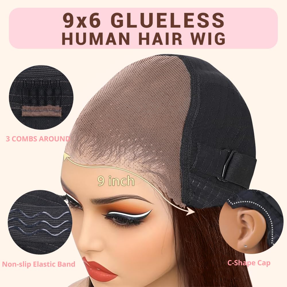 26 Inch Chocolate Brown Lace Front Wig Human Hair 220 Density 9x6 HD Lace Brown Wear and Go Glueless Wigs Pre Plucked Pre Cut Dark Brown Wig Human Hair Straight Glueless Wig for Women - Image 4