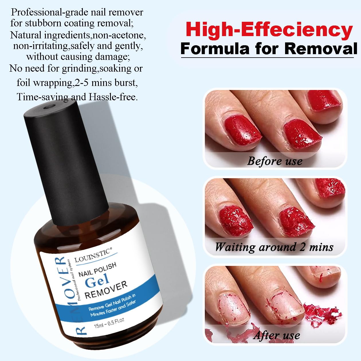 Gel Nail Polish Remover – Fast, No Soak & No Foils, Safe for Natural Nails, Healthy, Low Odor, Quick Gel Removal in 2-5 Minutes – For Nail Polish & Nail Art, At-Home Manicure Solution - Image 2
