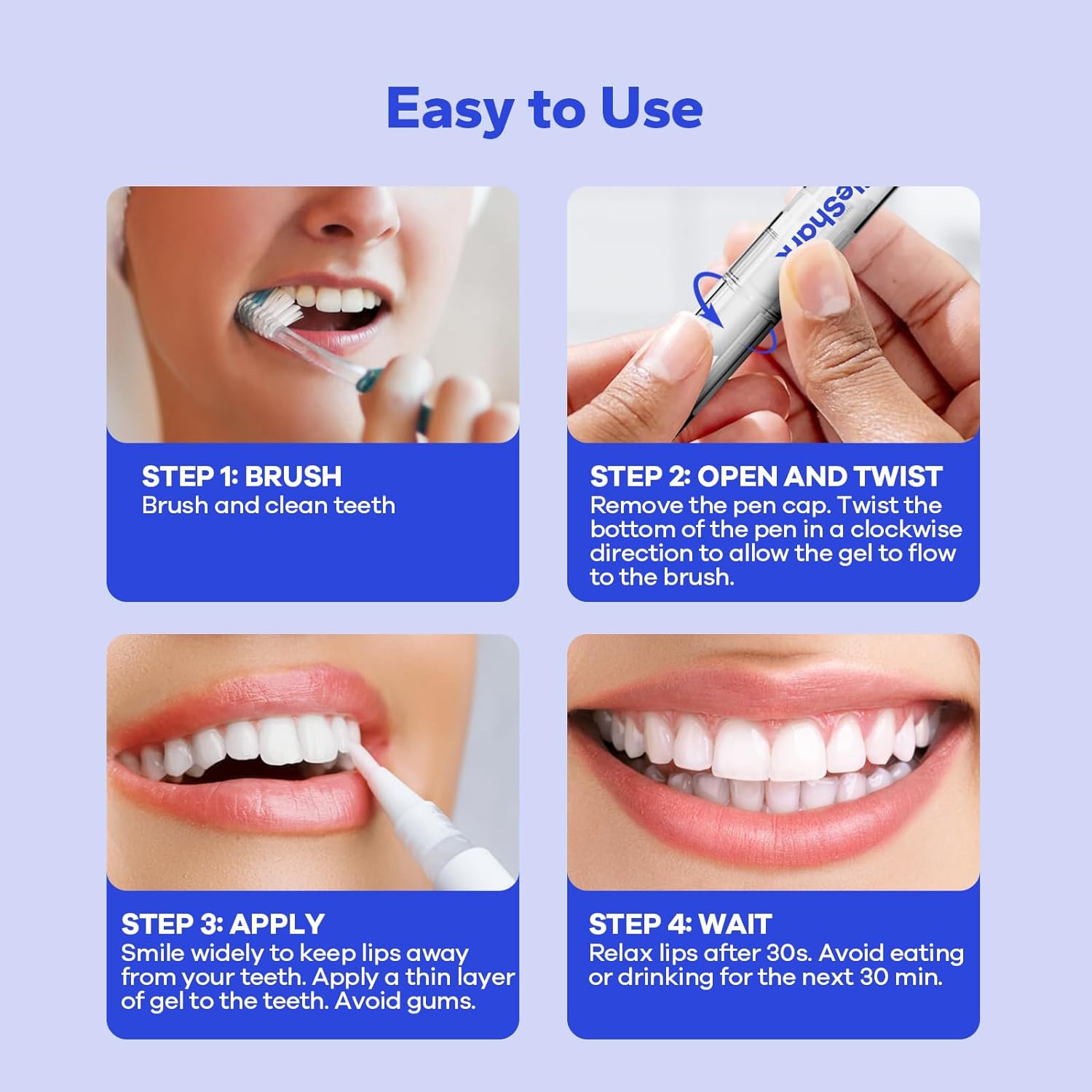 Teeth Whitening Pen (4 Count), No Sensitivity Teeth Whitening Gel, Effective Teeth Whitener, Travel-Friendly Tooth Whitening Pen, Carbamide Peroxide Tooth Bleaching Gel for Adults - Image 7