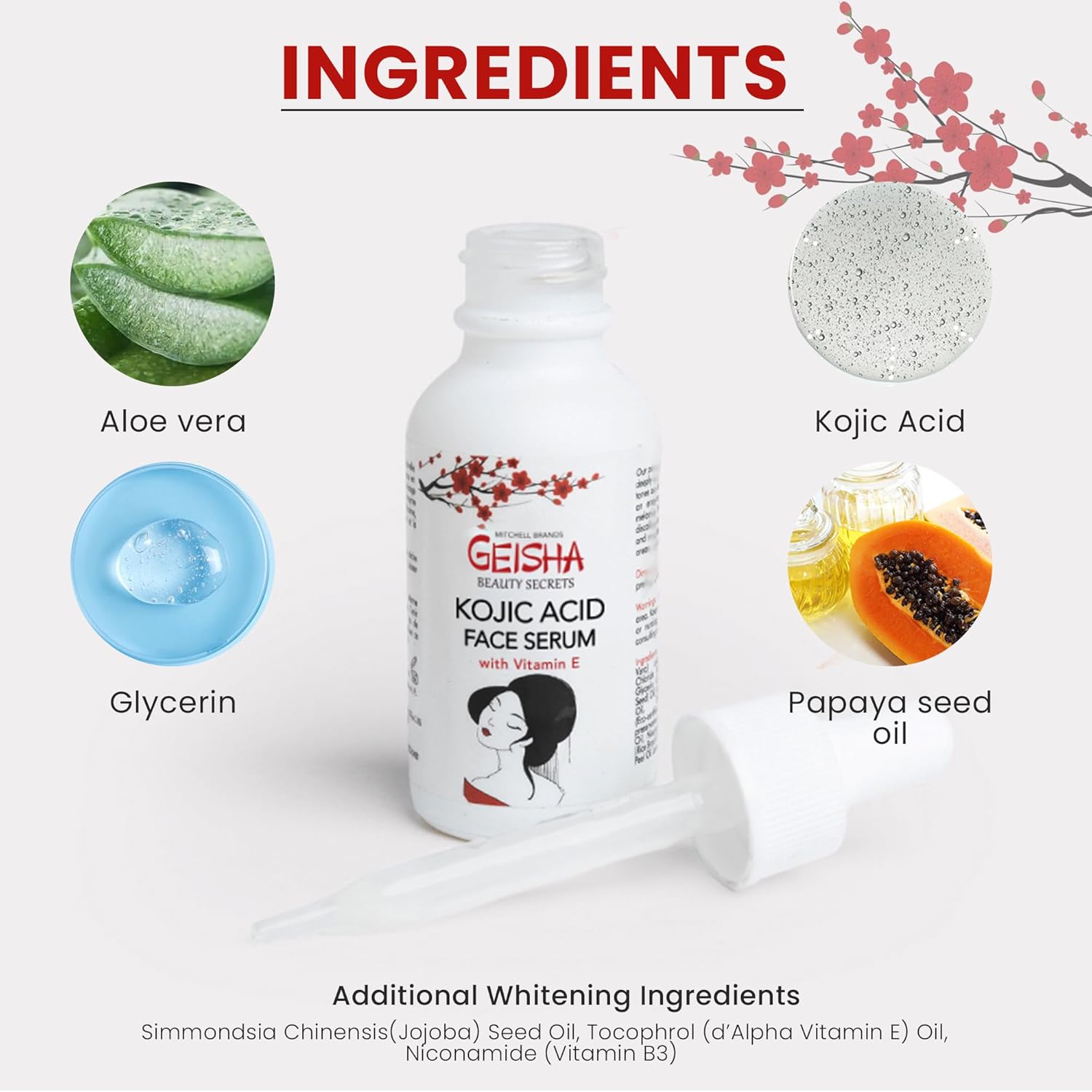 OMIC Geisha, Kojic Acid Serum, 1 Fl oz / 30ml, Helps to Reduce Dark Spots on Face, Body, Armpits, Elbows, Knees, Made in USA - Image 2