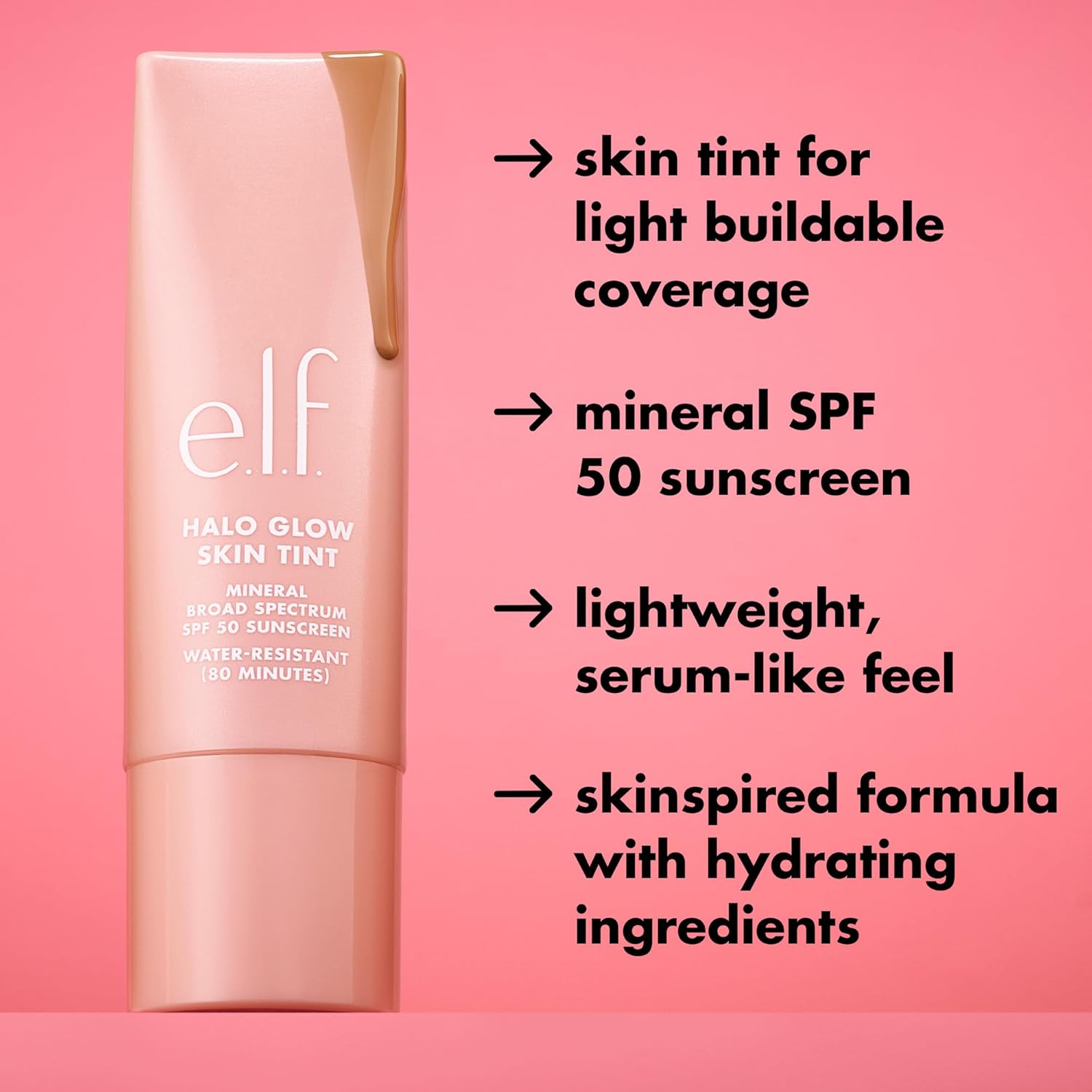 e.l.f. Halo Glow Skin Tint SPF 50, Tinted Moisturizer For Light, Buildable Coverage, Creates A Natural Glow, Vegan & Cruelty-Free, 6 Light Cool - Image 2