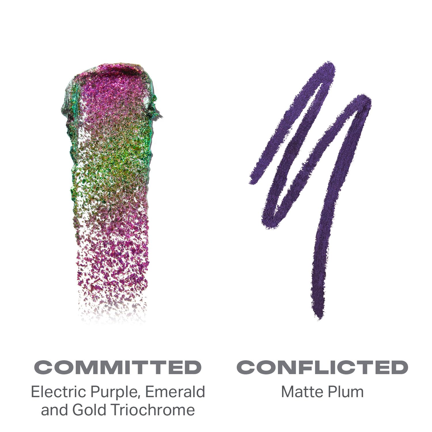 Morphe Mixed Signals Dual-Ended Eyeshadow Stick - Cream Eyeshadow Pigment & Chrome Liquid Flakes for Bold, Layered Eye Makeup Looks - Committed/Conflicted (0.96 oz) - Image 2