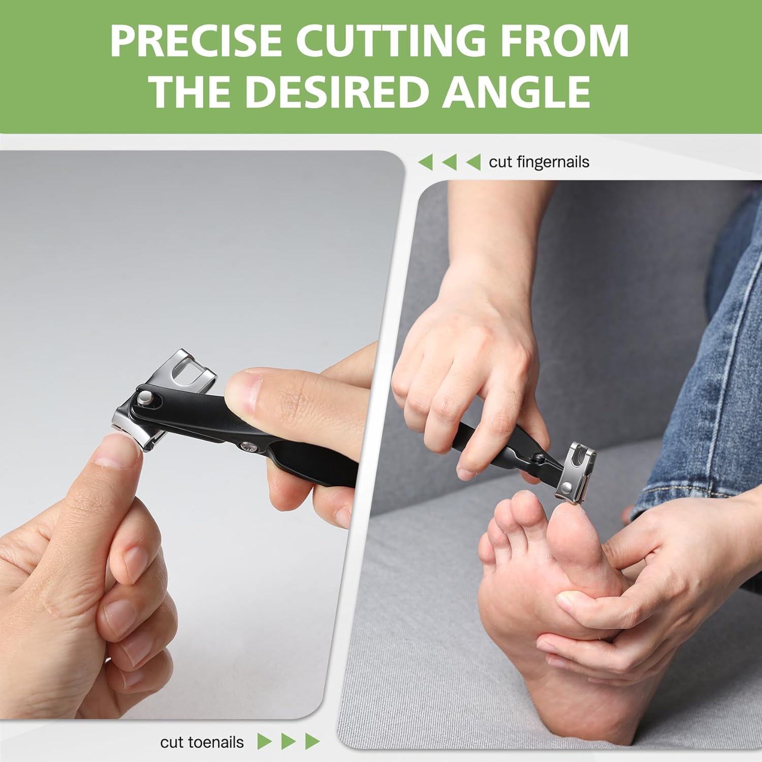 BALUCA 360ยฐ Rotating Jaw Toenail Clippers for Thick Nails for Seniors - Comfortable Grip Handle Fingernail Clippers, Upgraded Design Nail Cutters Trimmer for Men and Women - Image 4