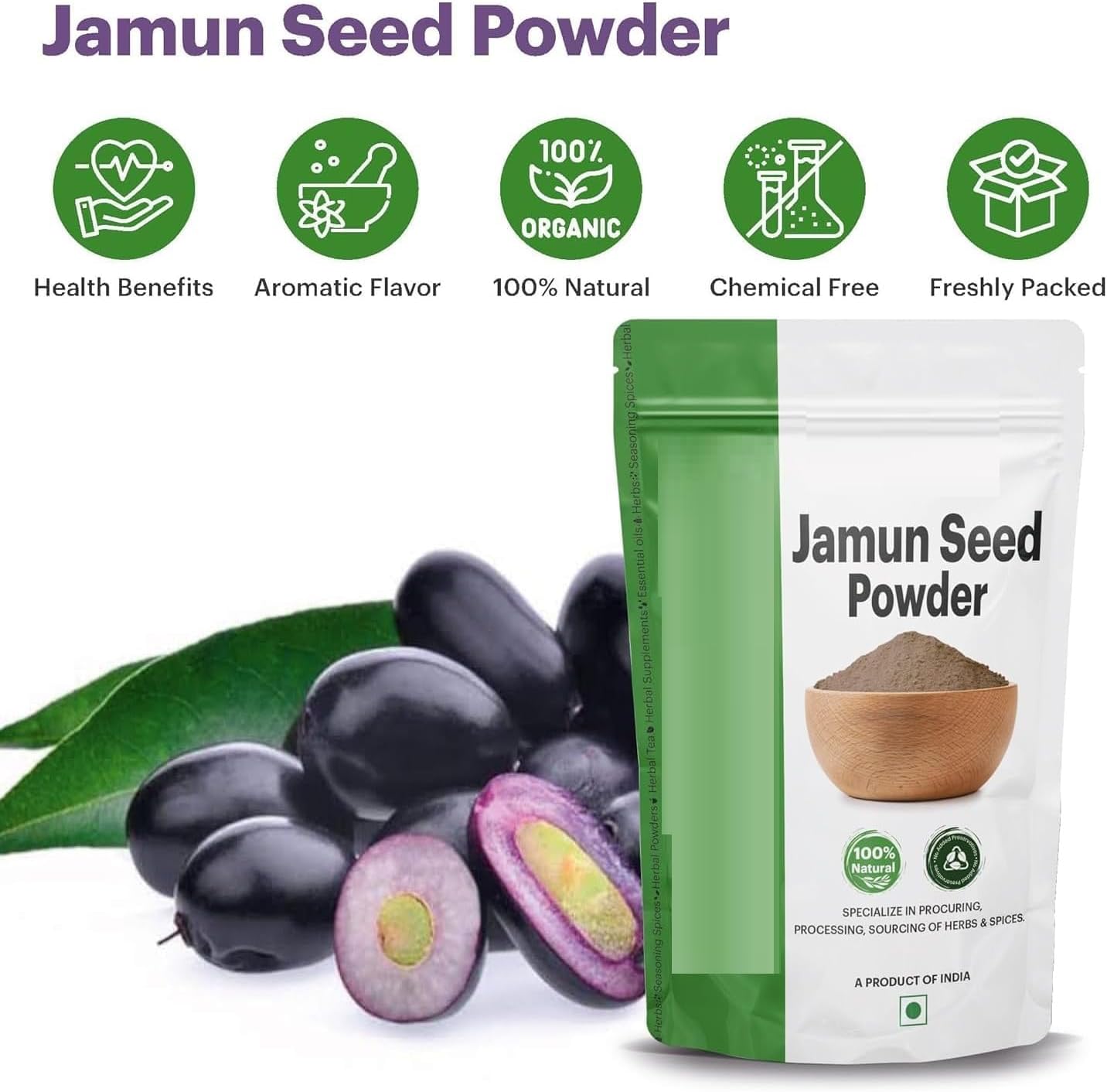 SA Jamun Seed Powder for Diabetes 800g | Blood Sugar Management and Purification | Food-Grade Stand-Up Zipper Pouch -800g - Image 5