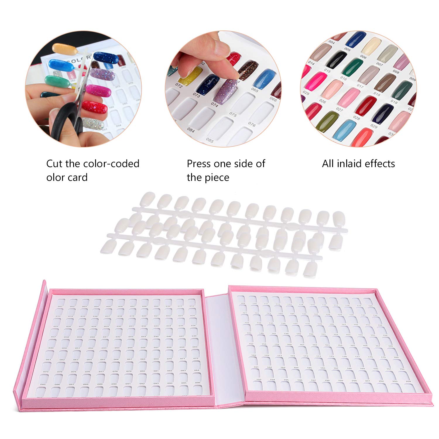 Noverlife 216 Nail Colors Chart Display, Nail Gel Polish Display Book with 216 False Nail Tips, Professional Salon Nail Color Swatches Nail Practice Card Board - Image 3