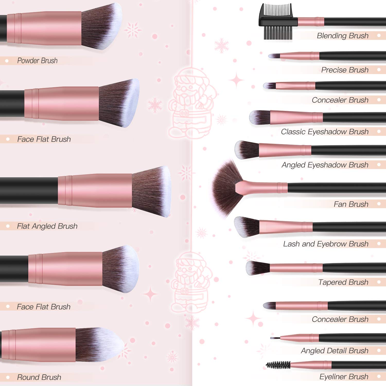 Makeup Brushes Makeup Brush Set - 16 Pcs BESTOPE PRO Premium Synthetic Foundation Concealers Eye Shadows Make Up Brushes set,Eyeliner Brushes(Black) - Image 2