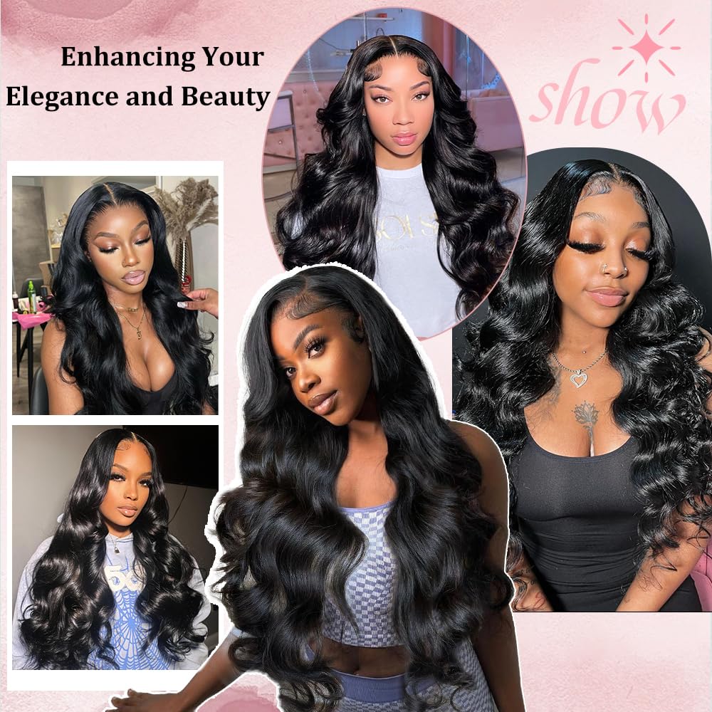 Body Wave Lace Front Wigs Human Hair 13x4 180% Density HD Transparent Lace Frontal Human Hair Wig Pre Plucked Glueless Wigs for Women with Baby Hair Bleached Knots 26 Inch - Image 6