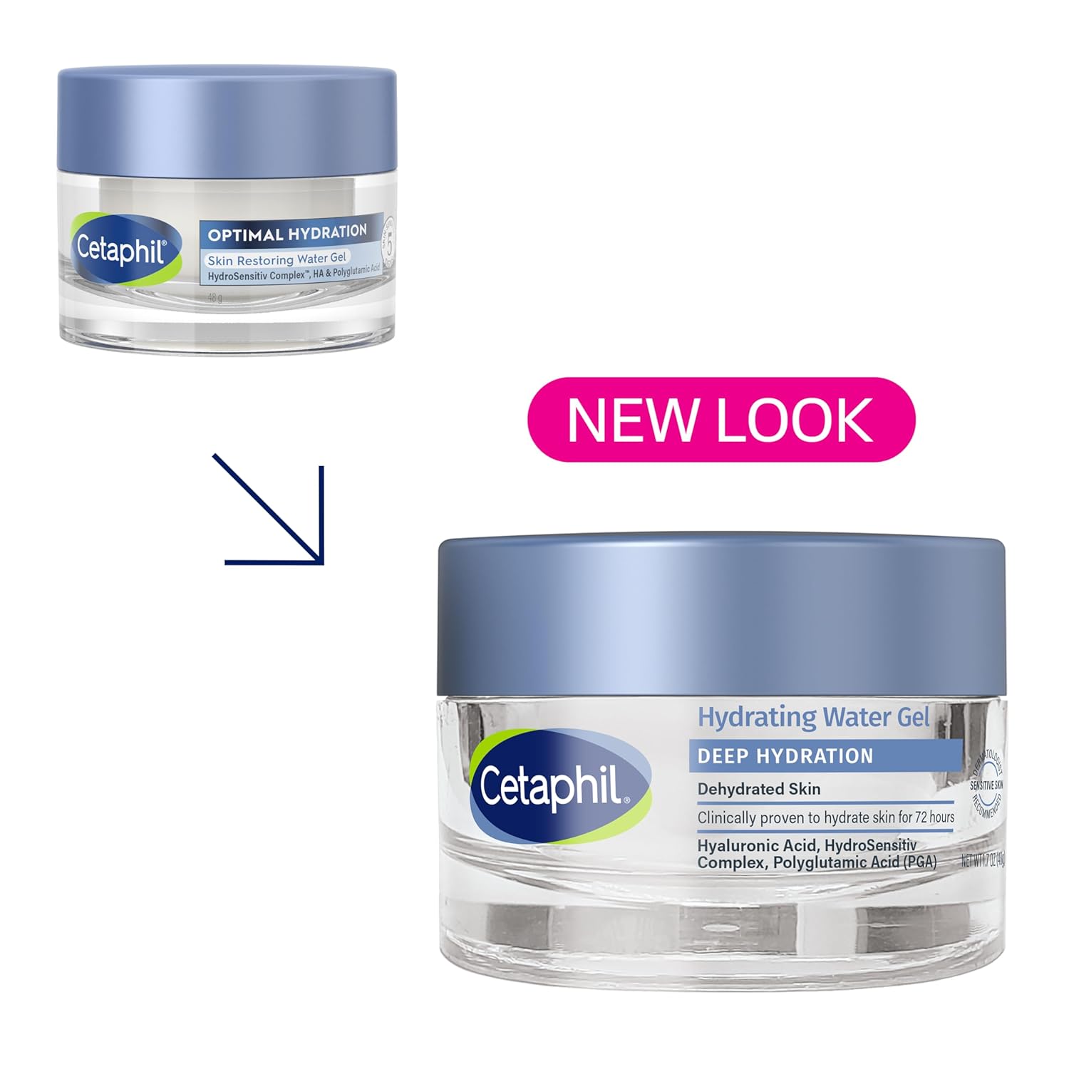 Cetaphil Deep Hydration Skin Restoring Water Gel with Hyaluronic and Polyglutamic Acid, Face Moisturizer, 72 Hour Hydration, For Dry, Dehydrated Sensitive Skin, Fragrance Free, 1.7 oz, Fragrance Free - Image 4