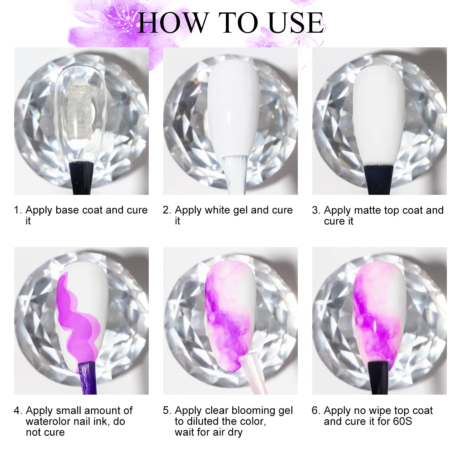 MIZHSE 12PCS Marble Nail Polish, Blooming Gel Marble Ink for Nails Gold Blue Purple Nail Ink Watercolor Magic Blossom Gel Nail Polish for Nail Salon Home DIY - Image 7