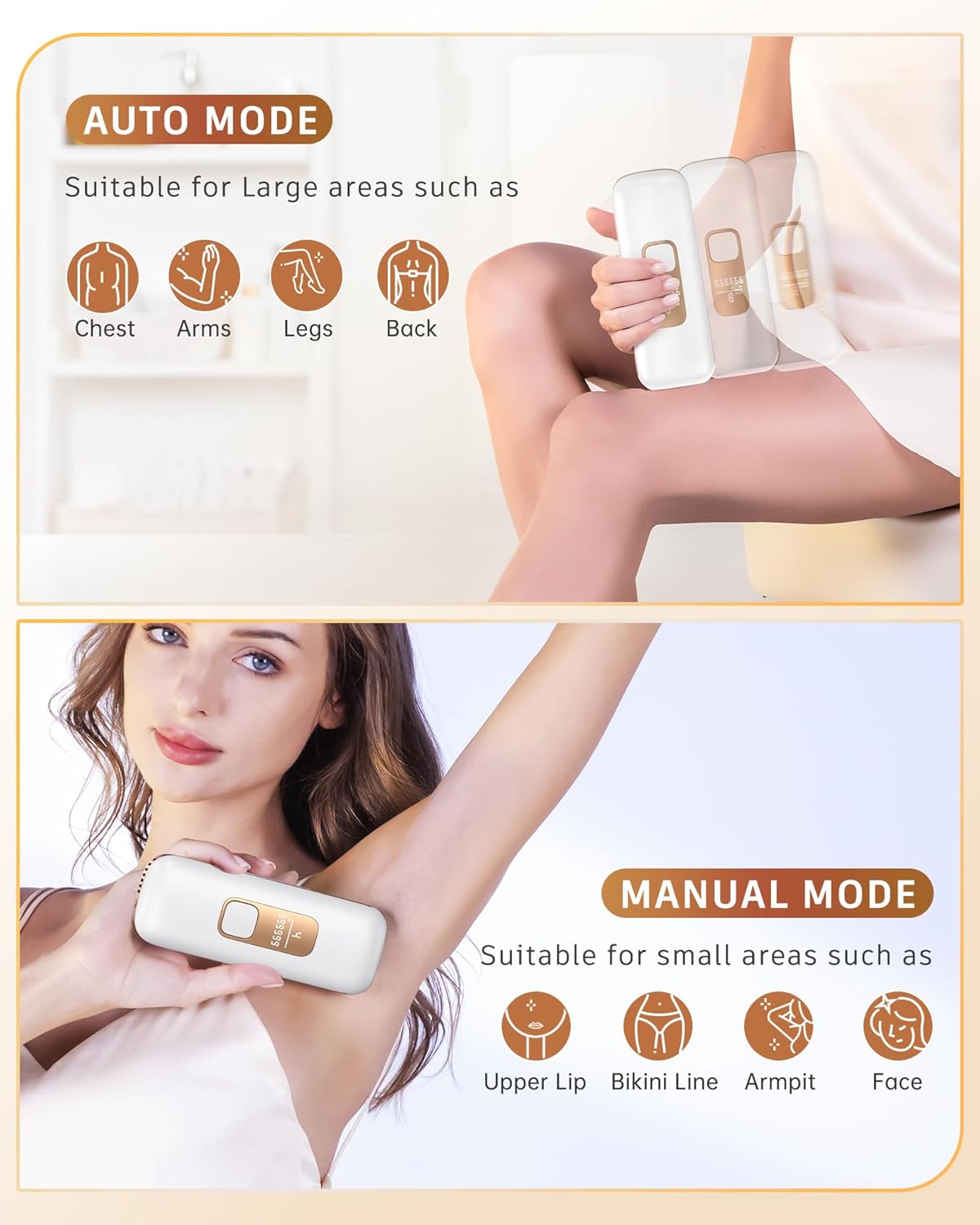 Aopvui Laser Hair Removal, 3-in-1 Upgraded 999,900 Flashes IPL Permanent Hair Removal Device for Women Men, at-Home Hair Remover Epilators for Face Arms Legs Armpits Bikini with 2 Mode 9 Energy Levels - Image 7