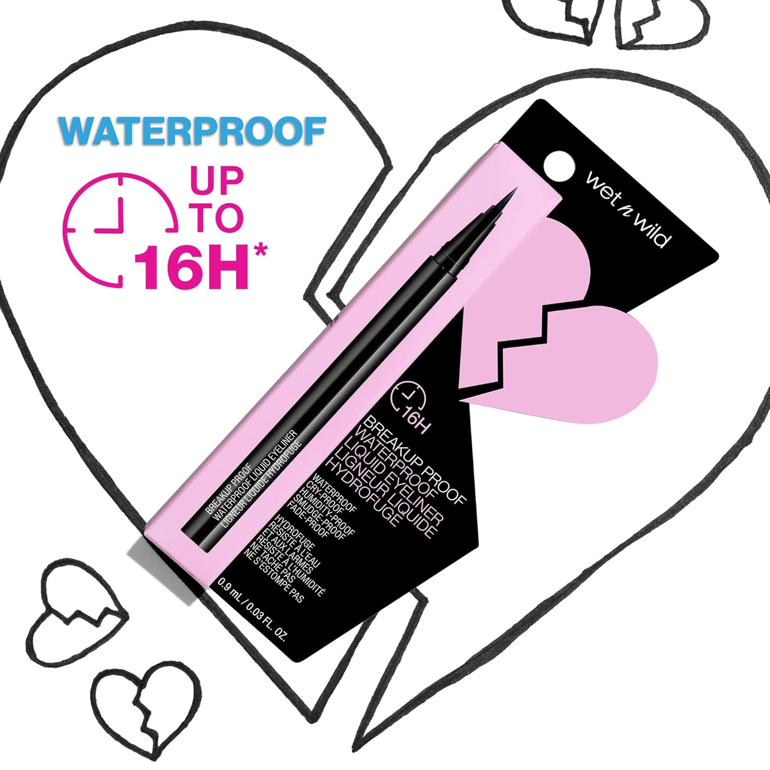 wet n wild Mega Last Breakup Proof Liquid Eyeliner - Ultra-Fine Brush, Waterproof, 16-Hour Long-Lasting Wear- Cruelty-Free & Vegan - Black - Image 2