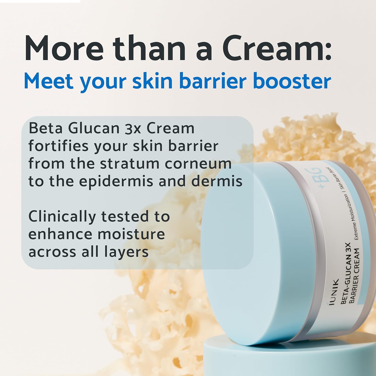 IUNIK Beta-Glucan Deep Moisture Barrier Cream for Sensitive Dry Skin 50ml - Image 5