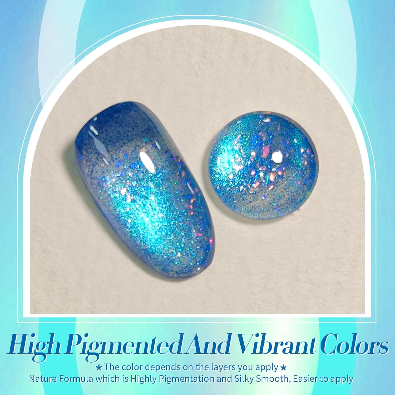 BORN PRETTY 15ML Blue Holographic Glitter Cat Magnetic Gel Nail Polish for DIY Manicure - Image 2