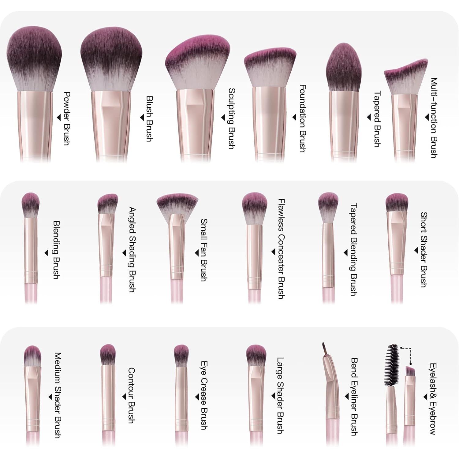 Makeup Brushes with Case, MAANGE 18 Pcs Professional Makeup Brush Set Premium Synthetic Face Kabuki Brush Kit Foundation Blush Powder Eyeshadow Brushes Set Christmas Gift (Pinkgold) - Image 2