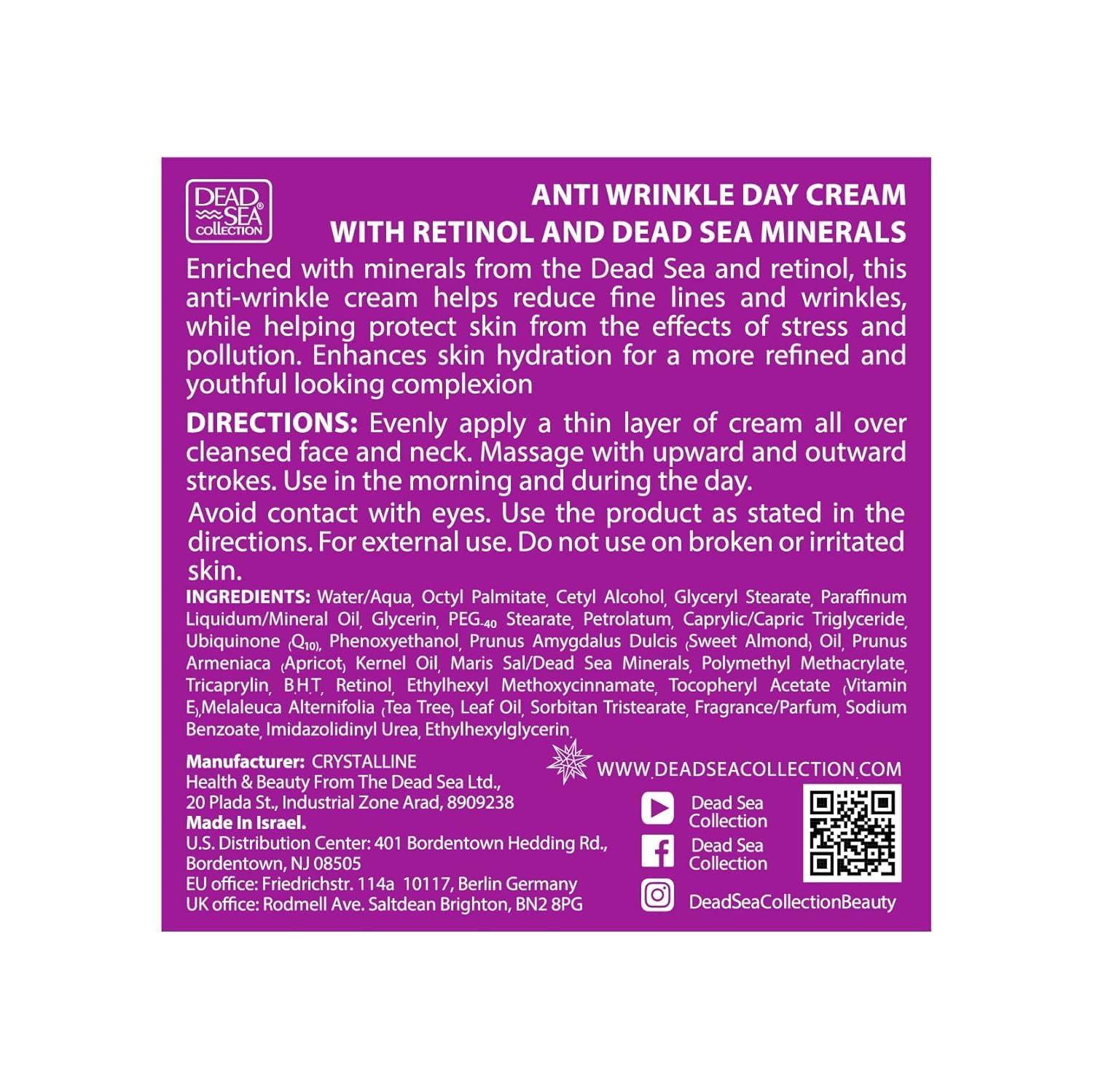 Dead Sea Collection Day Cream for Face with 2% Retinol, Dead Sea Minerals, and Vitamin E – Anti Aging Nourishing Skin Care Moisturizer to Reduce Wrinkles (1.69 fl. oz) - Image 8
