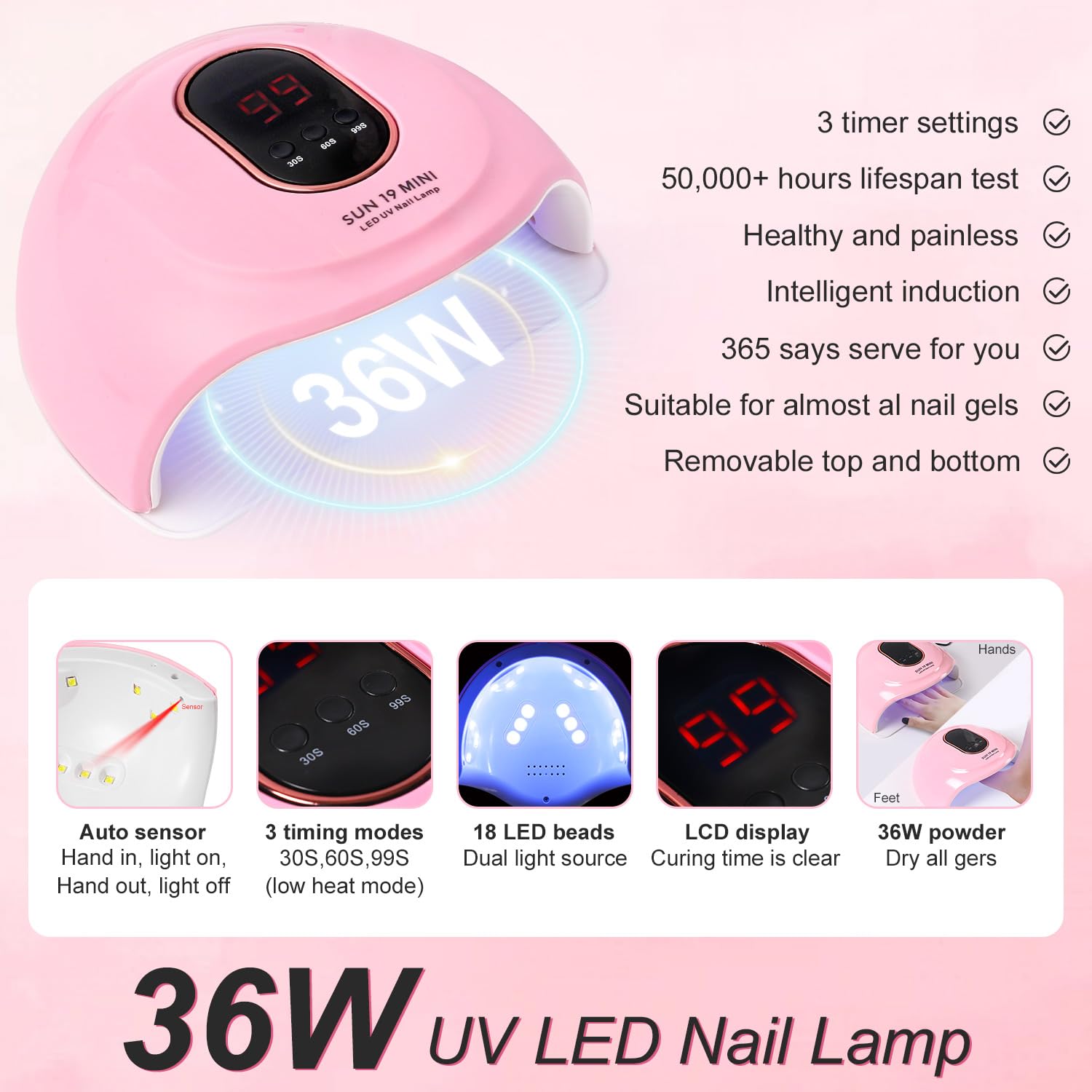Acrylic Nail Kit Starter Set Acrylic Powder with Nail Drill U V Light Professional Tools with Decoration Everything for Beginners Home Salon Gifts (Clear/White/Nude) - Image 4