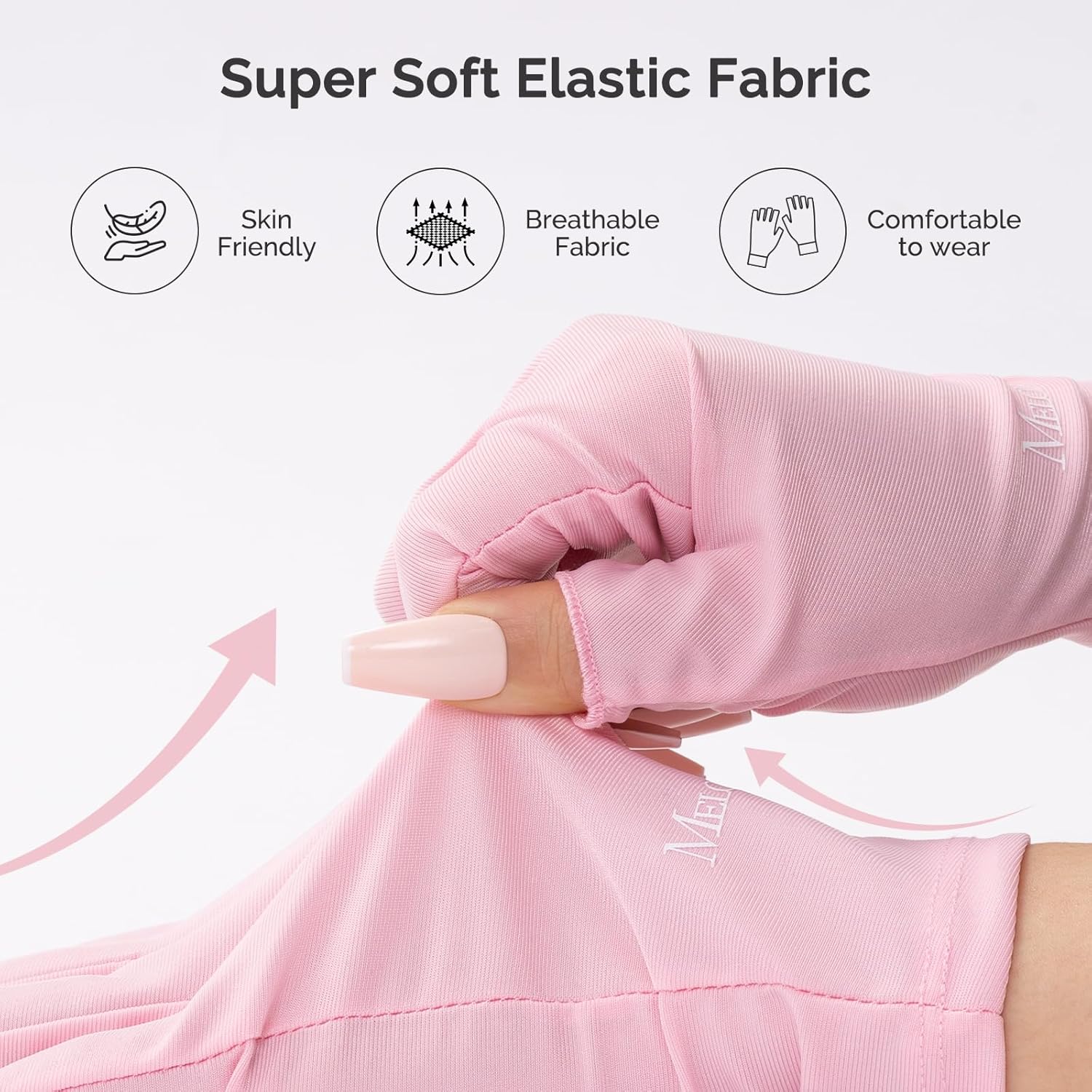 MelodySusie Premium UV Protection Gloves for Manicures, Cool Feeling Fabric,Professional UPF50+, UV Gloves for Gel Nail Lamp, Anti UV Light, Skin Care Fingerless Design, Pink - Image 5