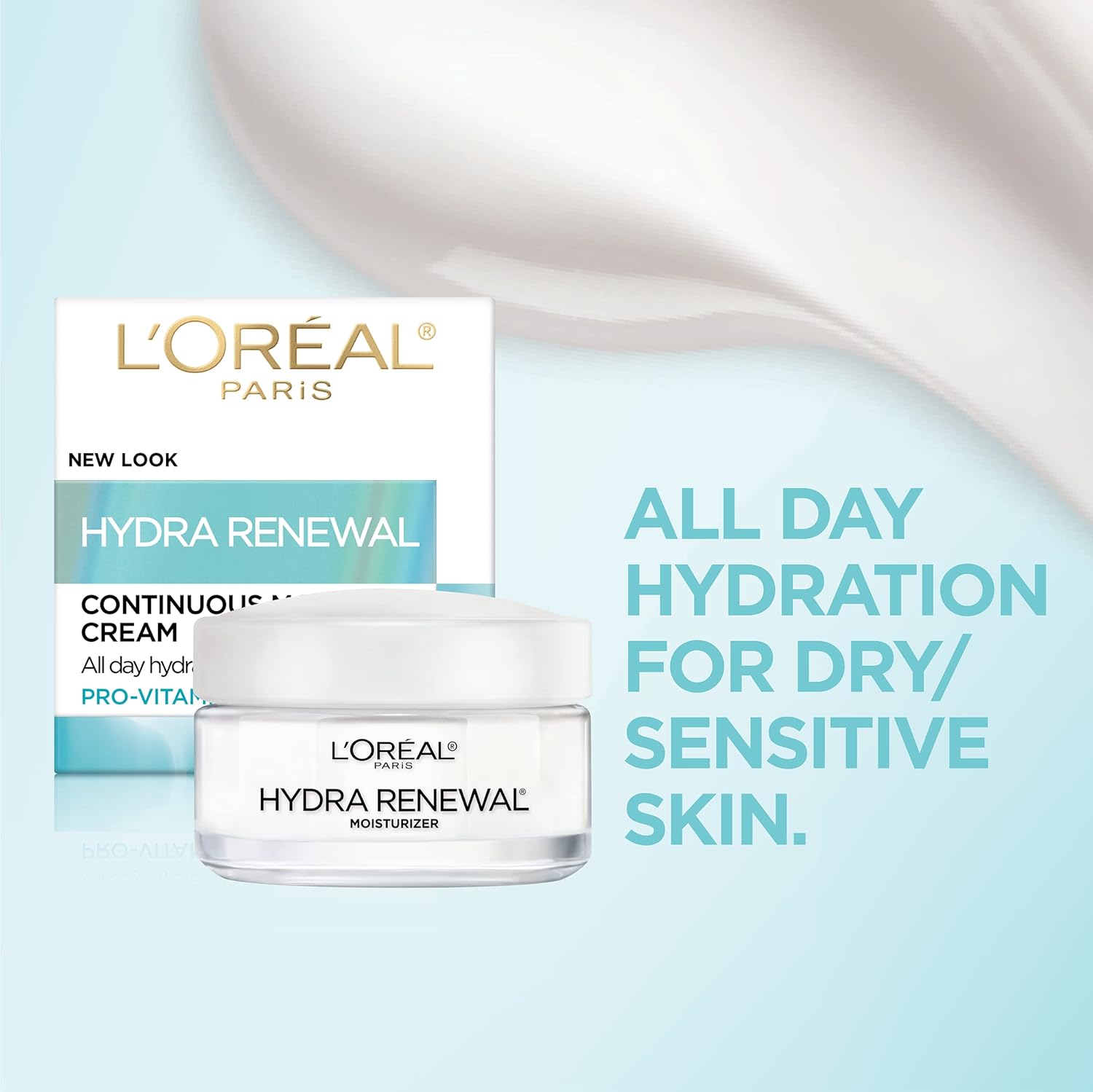 L'Oreal Paris Skincare Hydra-Renewal Face Moisturizer with Pro-Vitamin B5 for Dry Sensitive Skin, All-Day Hydration, 1.7 Oz - Image 3