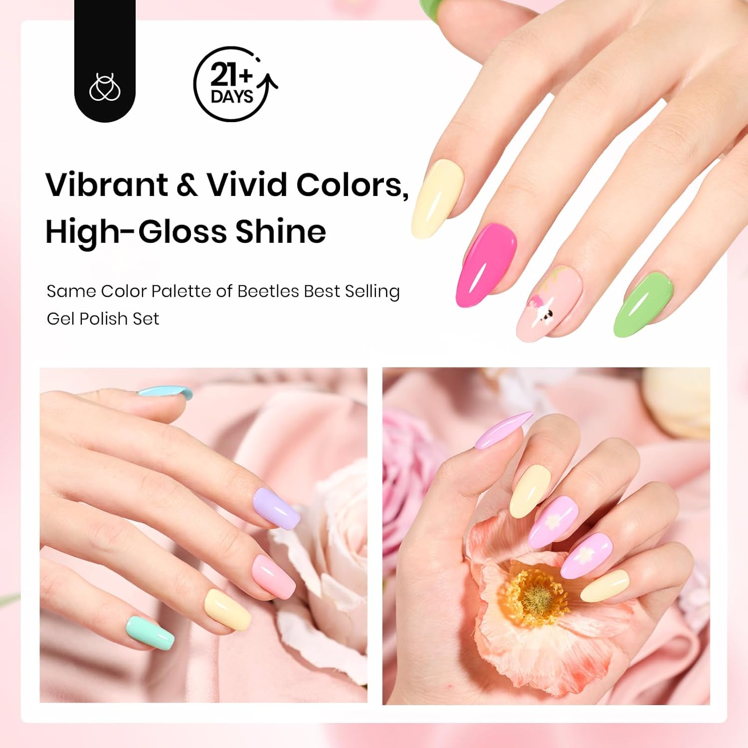 Beetles Dip Powder Nail Kit, 36 Colors Glitter Nude Pink Red Green Pastel Dip Nail Powder Starter Kit Quick Drying Spring Dipping Powder Set for French Nails Art Manicure DIY Salon Gift for Women - Image 3