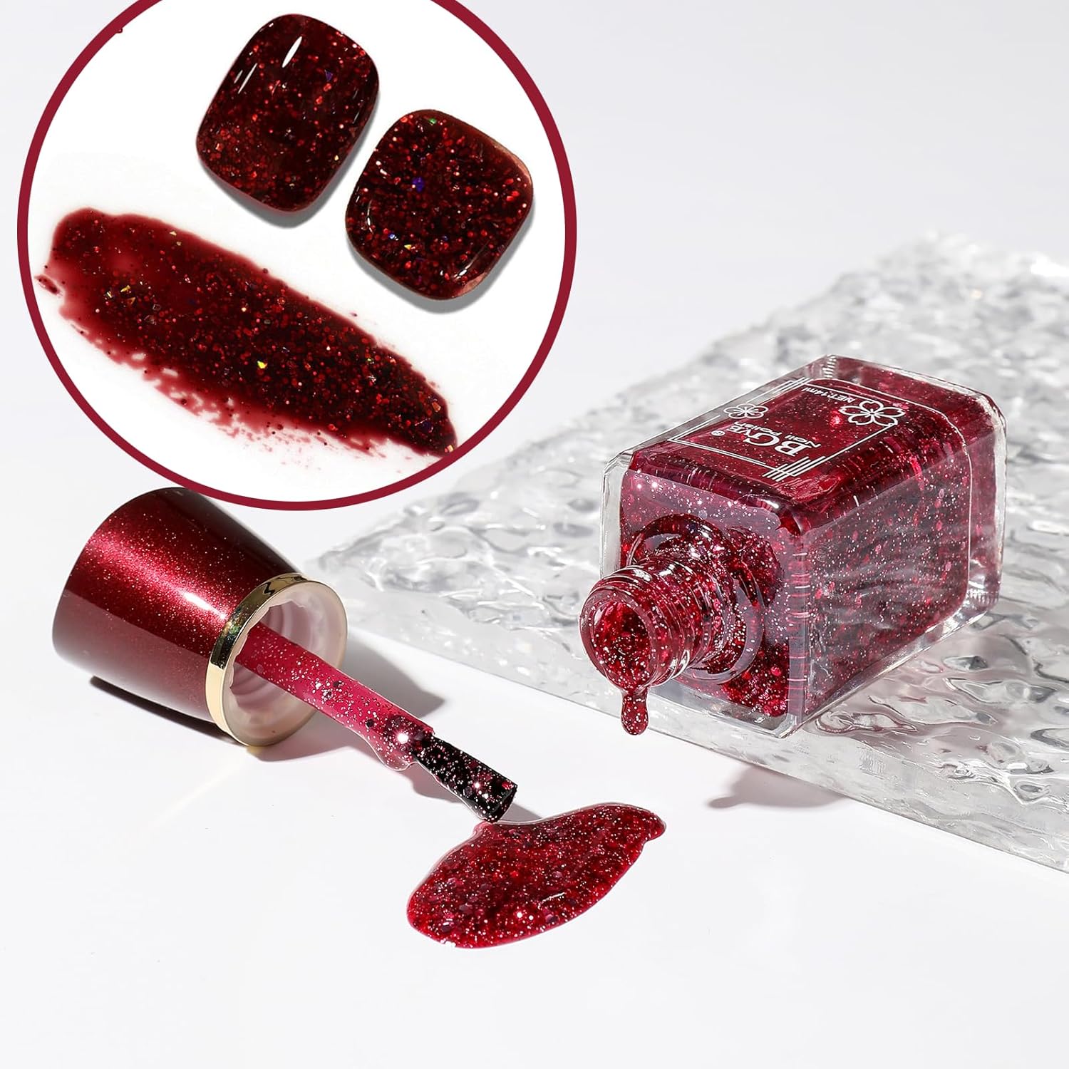 Red Glitter Nail Polish, Air Dry Sparkly Nail Lacquer 14ML - Image 7