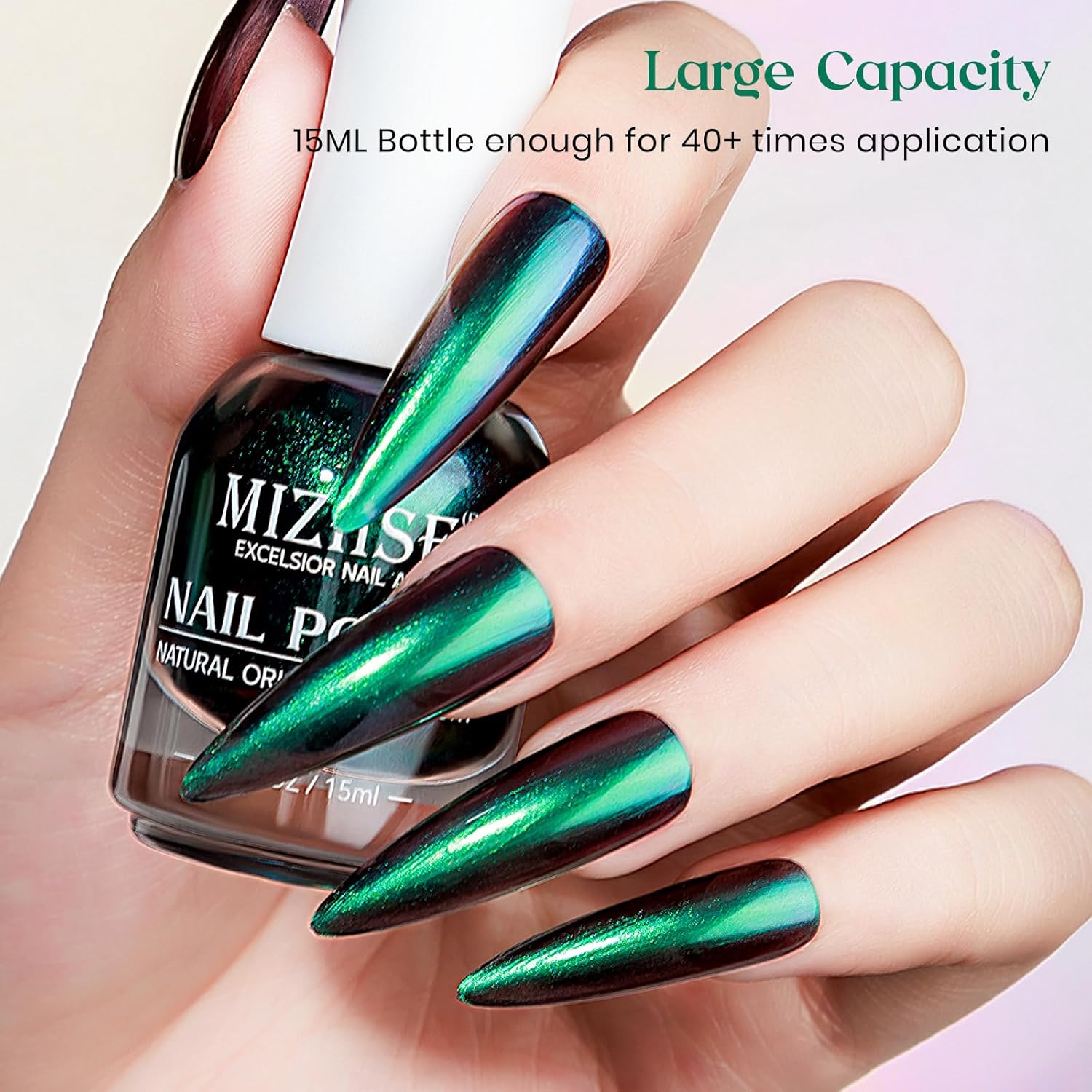 MIZHSE Chameleon Nail Polish, Green to Purple Color Shifting Nail Polish Air Dry Fast, 15ml/0.5 fl oz High Glossy Shiny Nail Pigment Nail Art Salon Manicure Home - Image 6