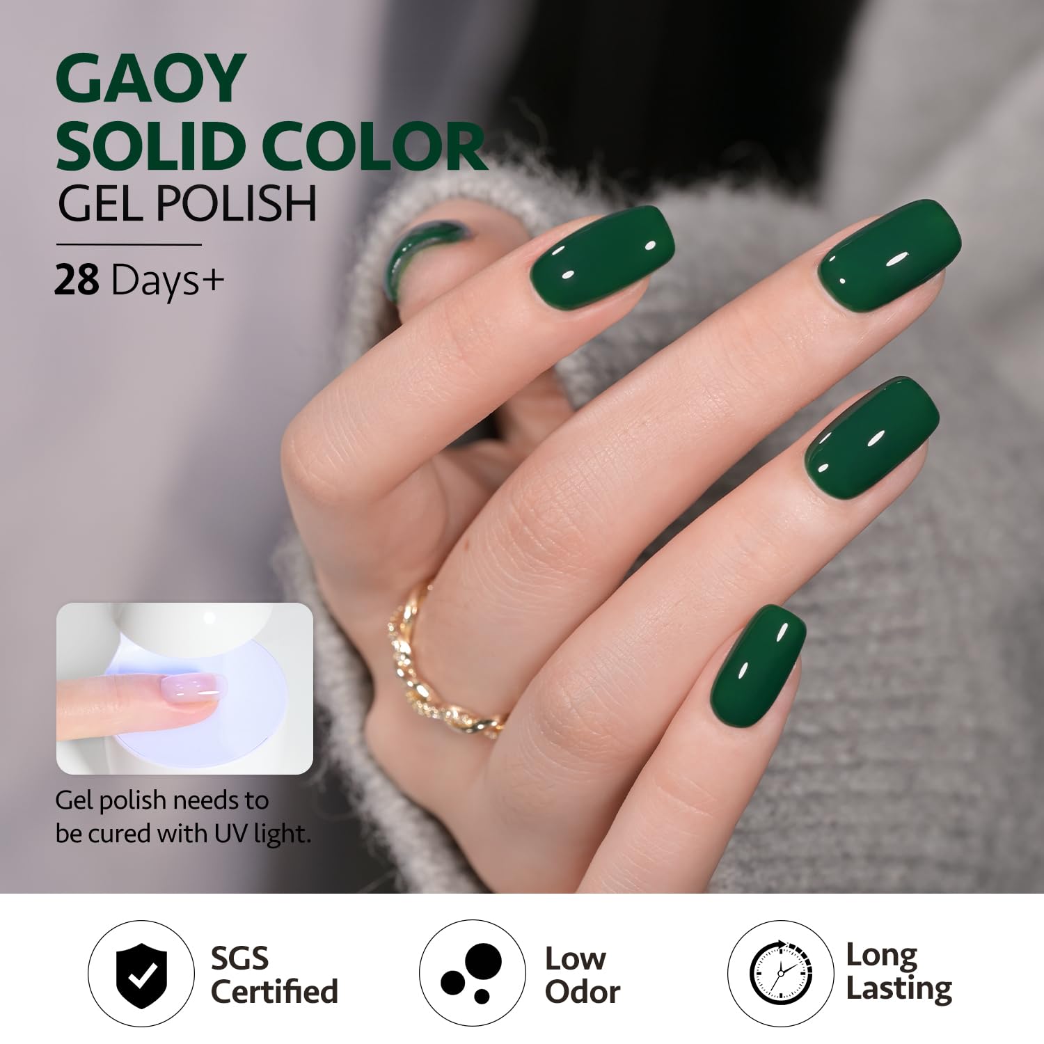 GAOY Green Gel Nail Polish, 16ml Soak Off Gel Polish, UV Light Cure for Nail Art DIY Manicure at Home, 2477 Emerald Green - Image 5