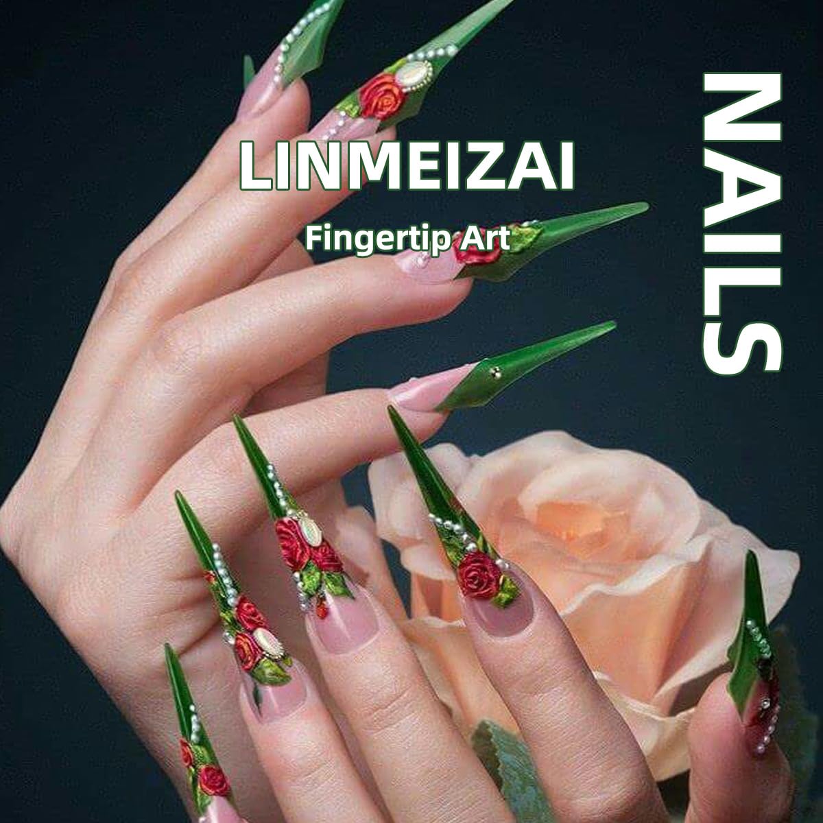 24 Pcs Press on Nails Extra Short Square,LINMEIZAI Fake Nails Press ons Nail Tips Glue on Nails Full Cover Acrylic Nail Kit False Nail with Gold Foil Leaves Flowers Glitter Nail Art Design for Women - Image 7