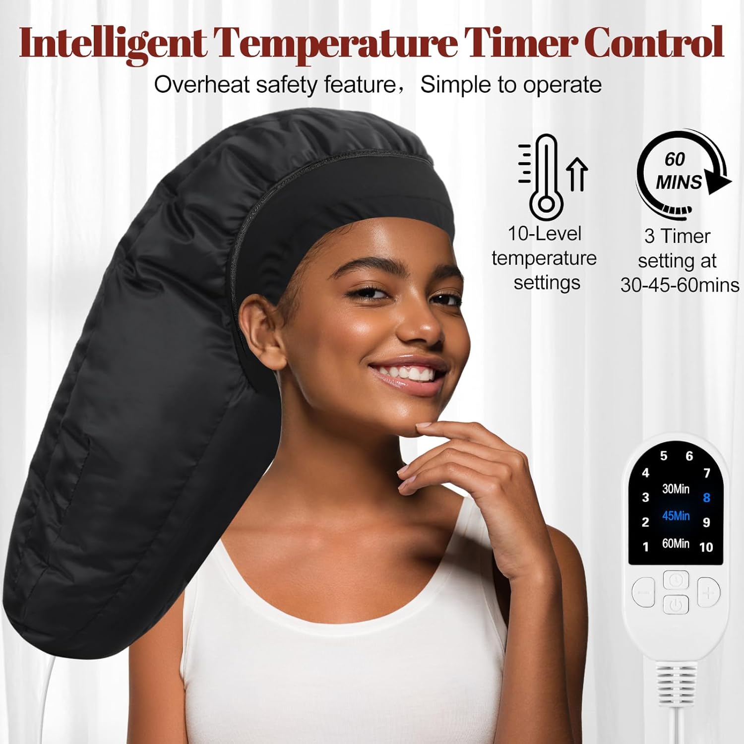 Professional Hair Steamer for Deep Conditioning with 10 Heat Levels and 3 Time Settings - Image 4